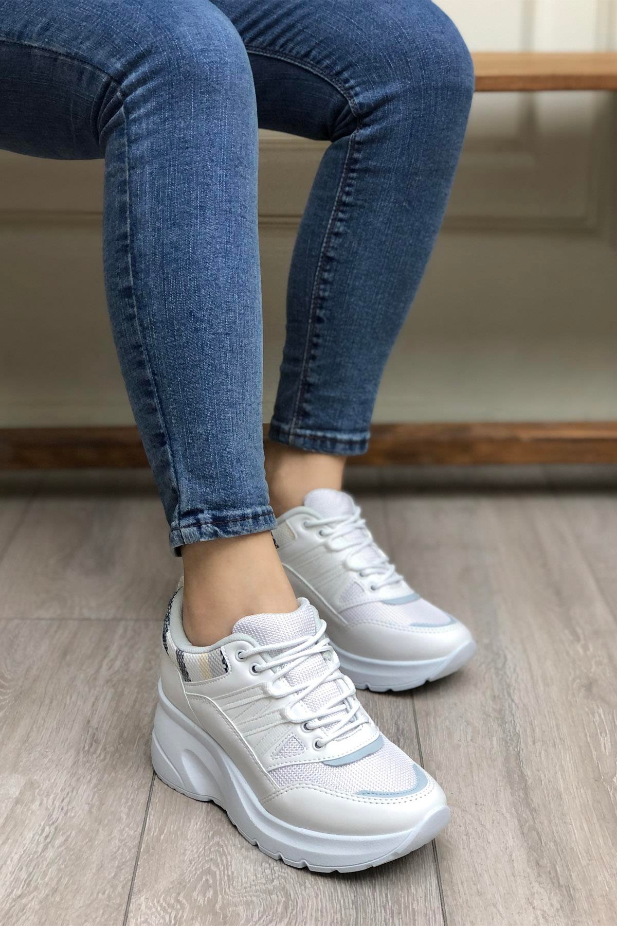 FLET 301 Anoraklı Kadın Spor Ayakkabı Beyaz