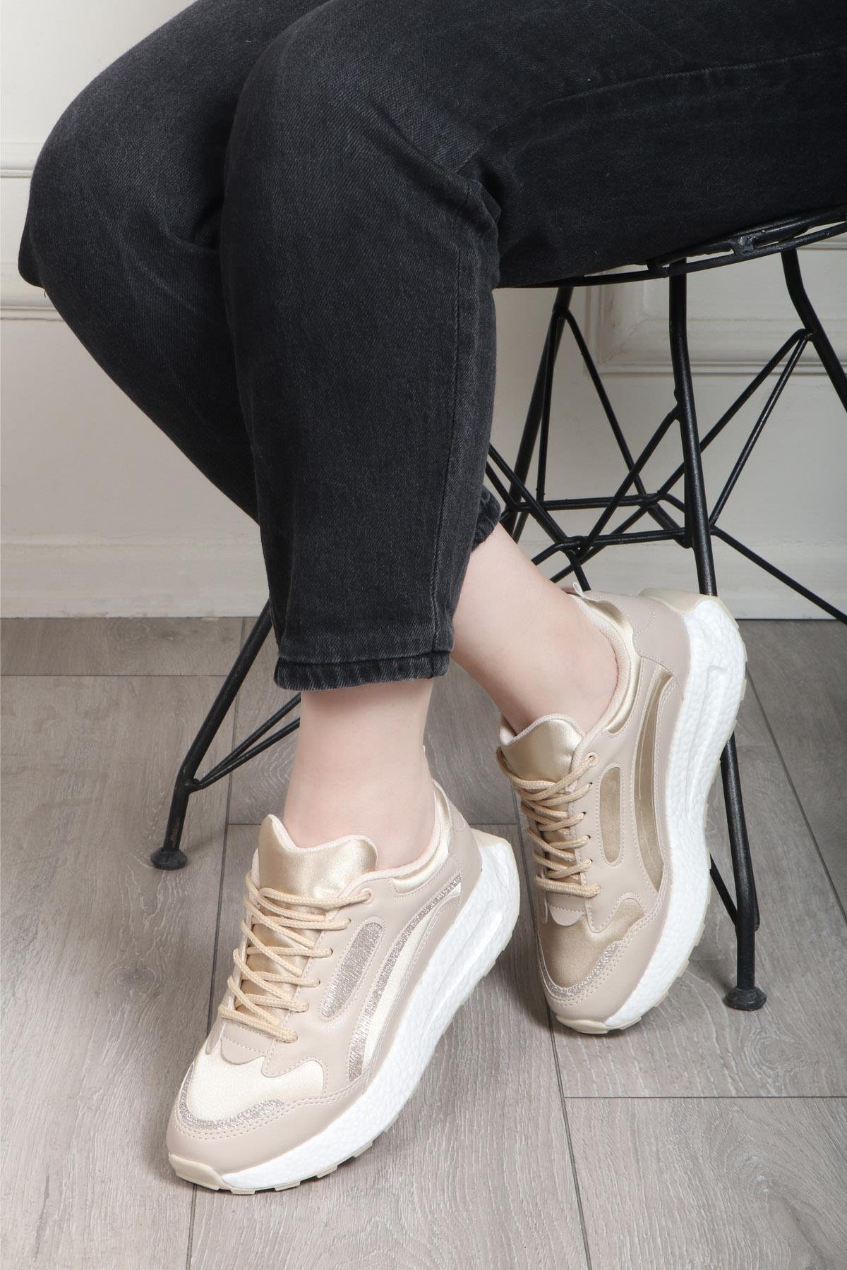 FLET 307 Cilt Paraşüt Kadın Spor Ayakkabı Bej