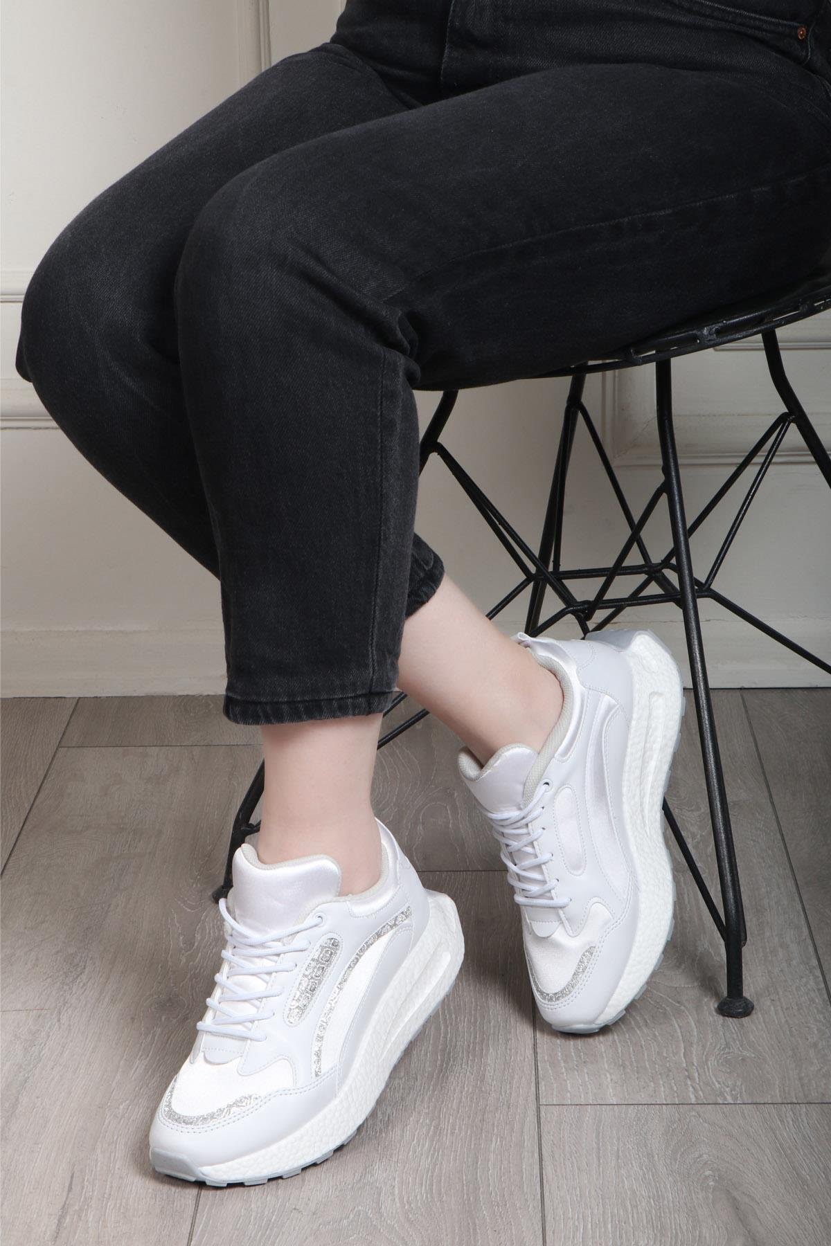 FLET 307 Cilt Paraşüt Kadın Spor Ayakkabı Beyaz