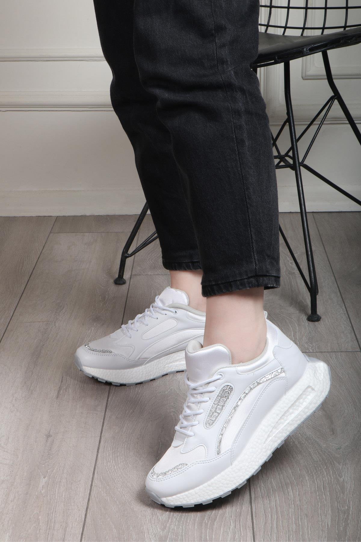 FLET 307 Cilt Paraşüt Kadın Spor Ayakkabı Beyaz