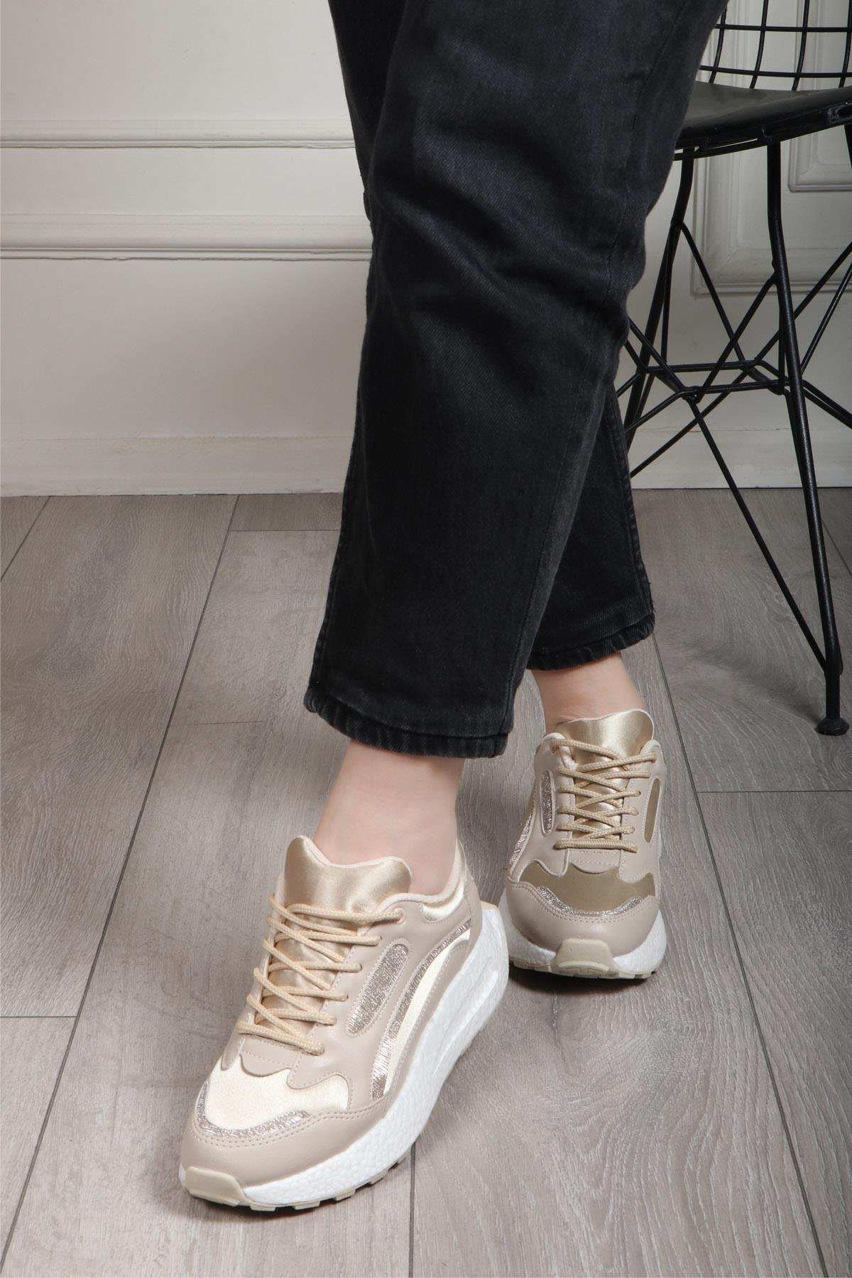 FLET 307 Cilt Paraşüt Kadın Spor Ayakkabı Bej