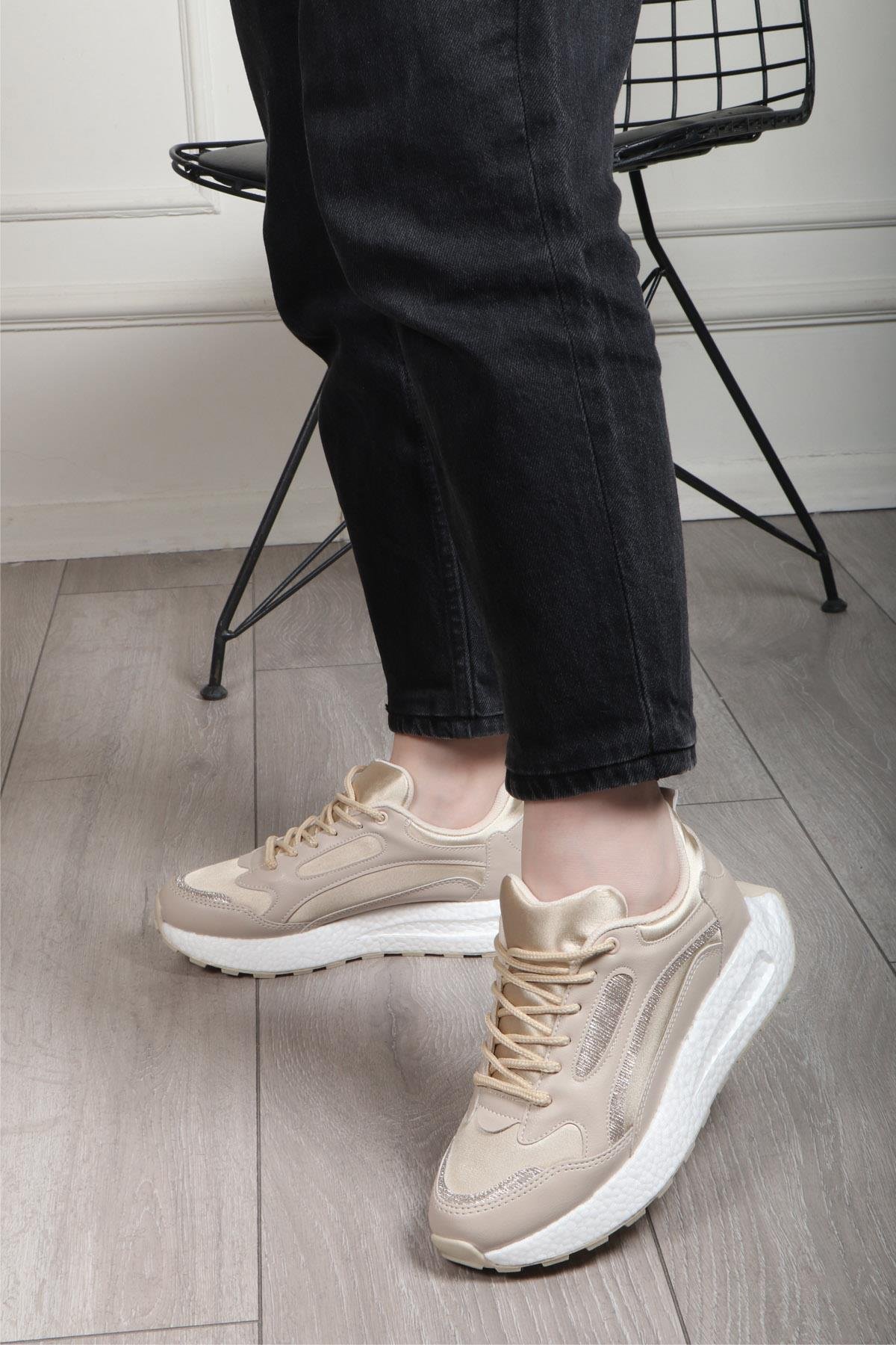 FLET 307 Cilt Paraşüt Kadın Spor Ayakkabı Bej