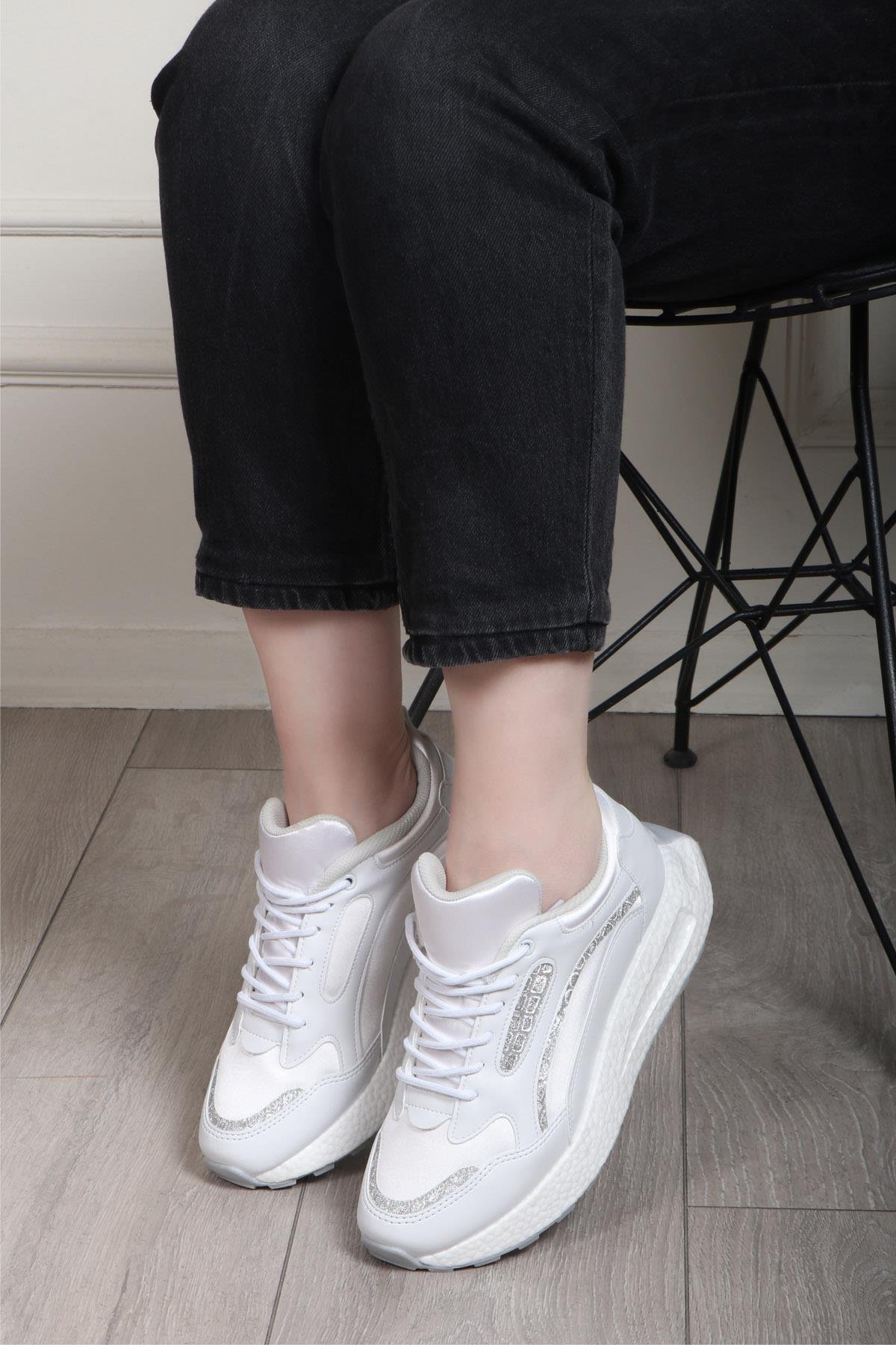 FLET 307 Cilt Paraşüt Kadın Spor Ayakkabı Beyaz