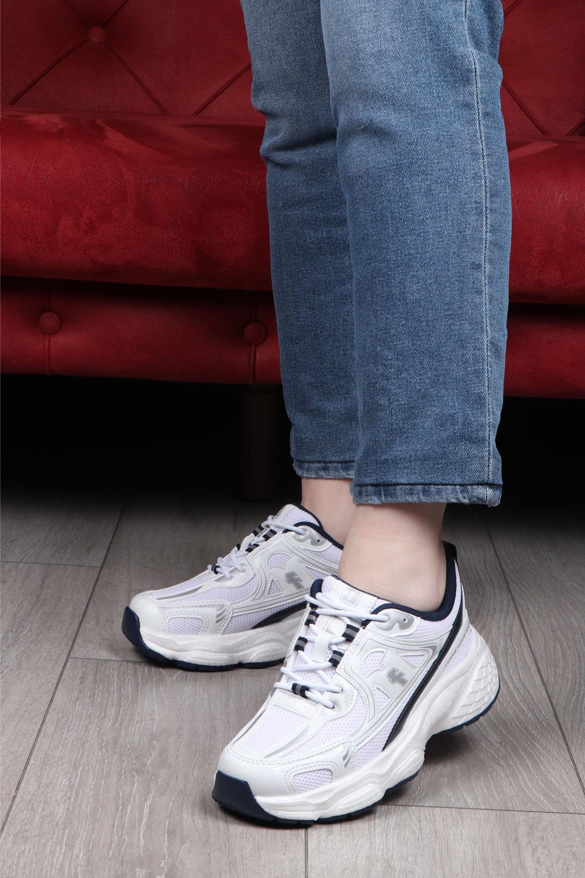 FLET 329 25Y Anoraklı Kadın Spor Ayakkabı Beyaz Laci