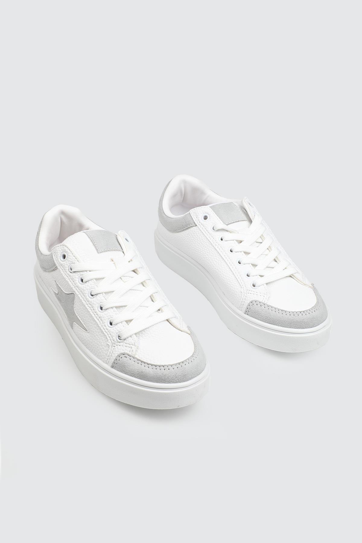 FLET 353 25K Yıldız Baskılı Kadın Spor Ayakkabı Beyaz