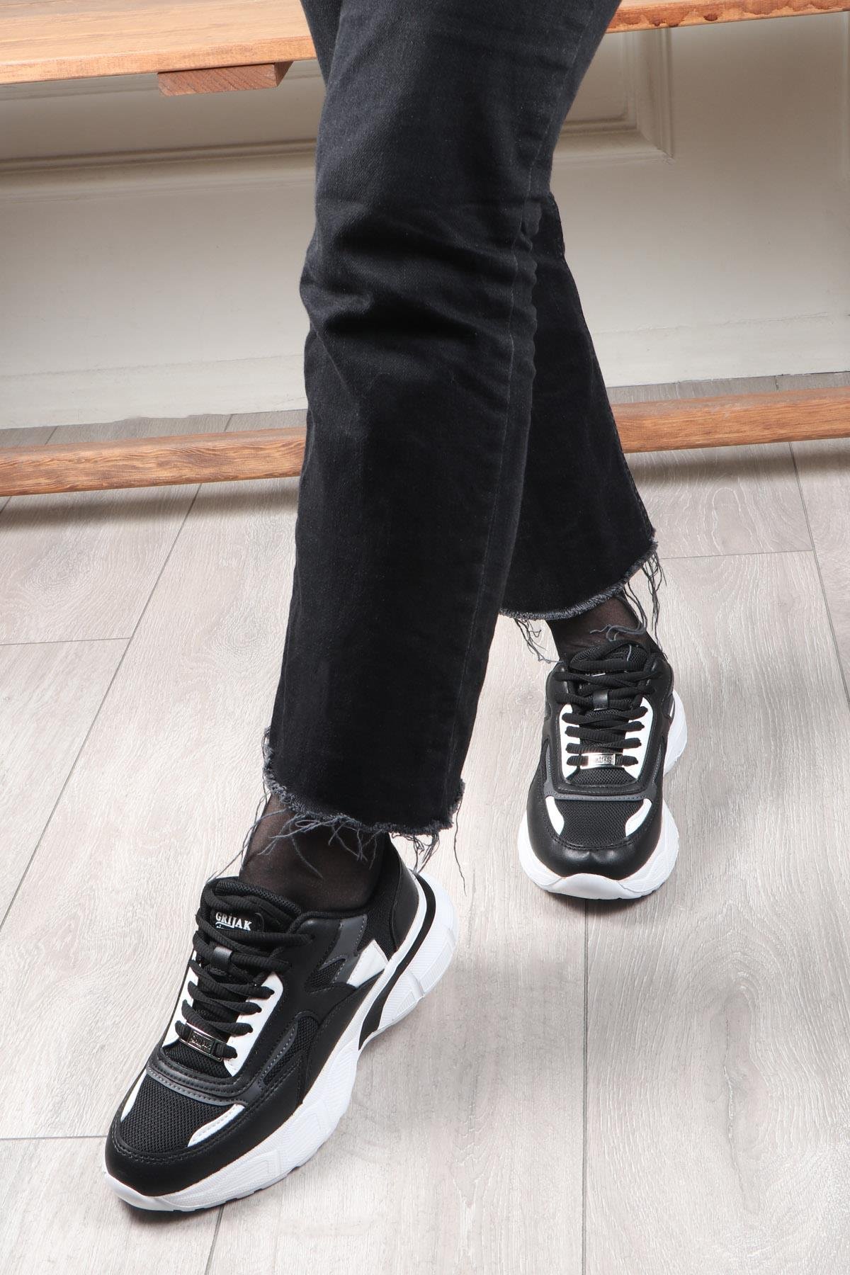 GRİJAK 301 Kadın Spor Ayakkabı Siyah Beyaz