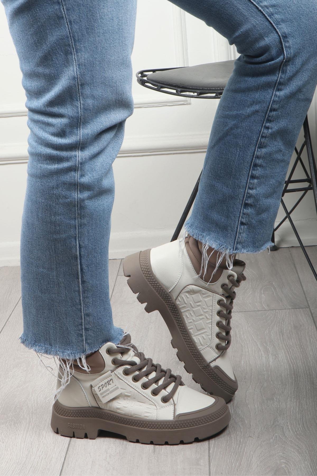 GUJA 24K 310-23 Bağcıklı Kadın Ayakkabı Bej