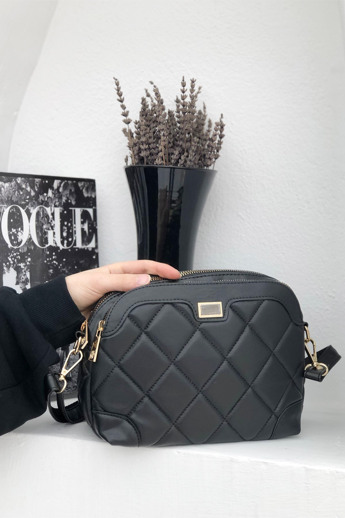 Günlük Kapitone Kadın Çanta Siyah Kapitone 1324