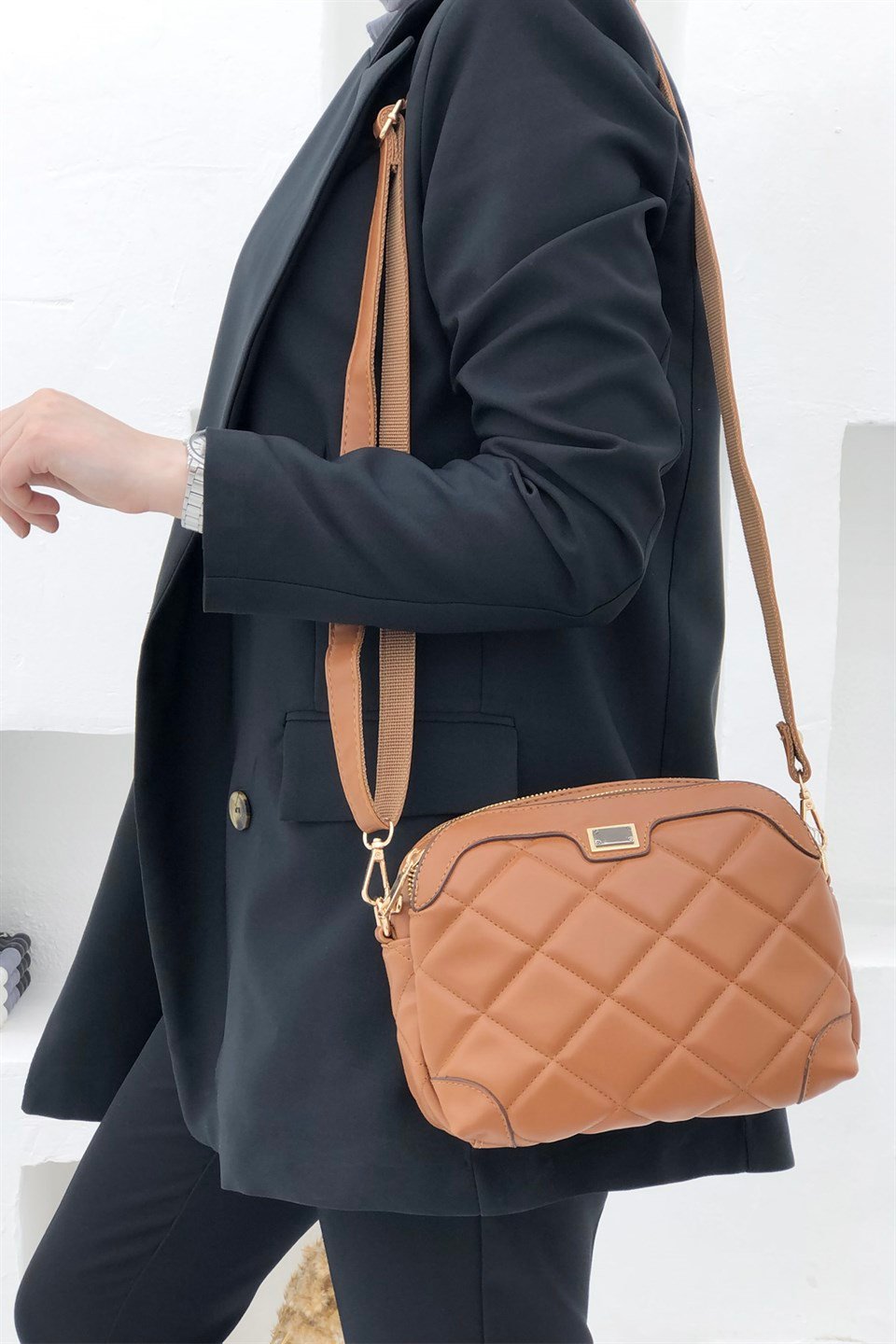 Günlük Kapitone Kadın Çanta Taba Kapitone 1324 