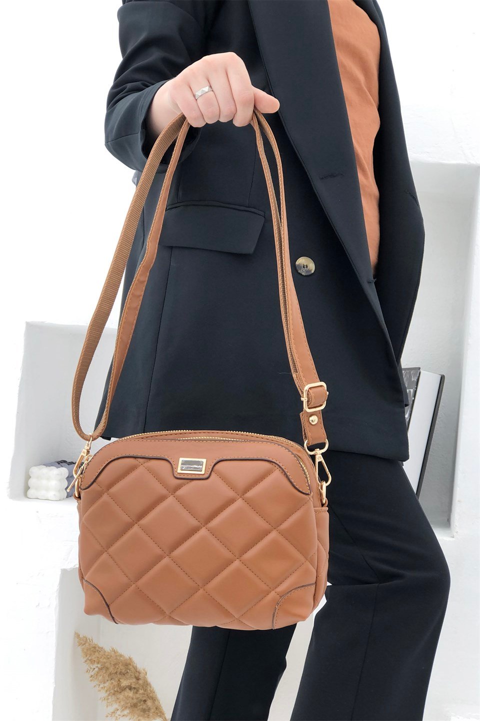 Günlük Kapitone Kadın Çanta Taba Kapitone 1324 