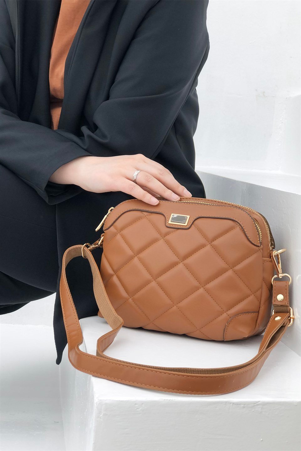 Günlük Kapitone Kadın Çanta Taba Kapitone 1324 