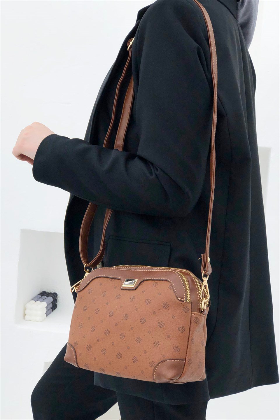 Günlük Kapitone Kadın Çanta Taba Monogram 1324