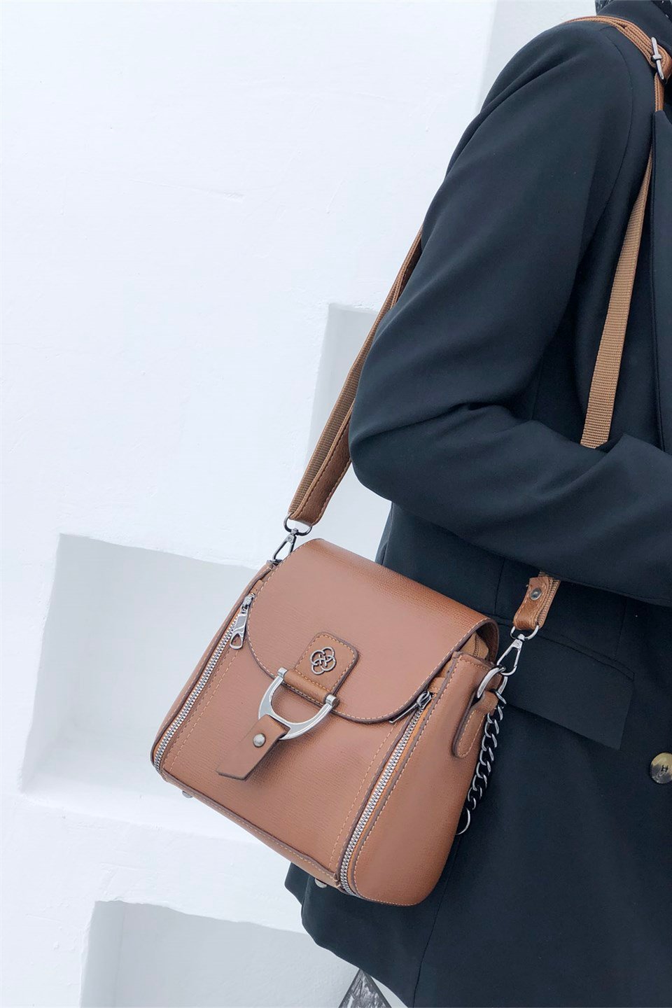 Günlük Kare Kadın Çanta Taba 1237