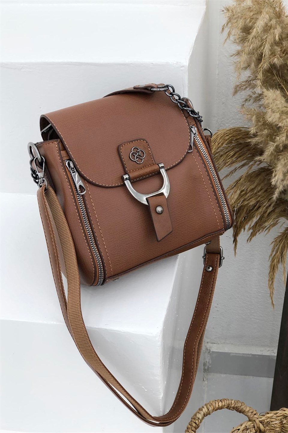 Günlük Kare Kadın Çanta Taba 1237