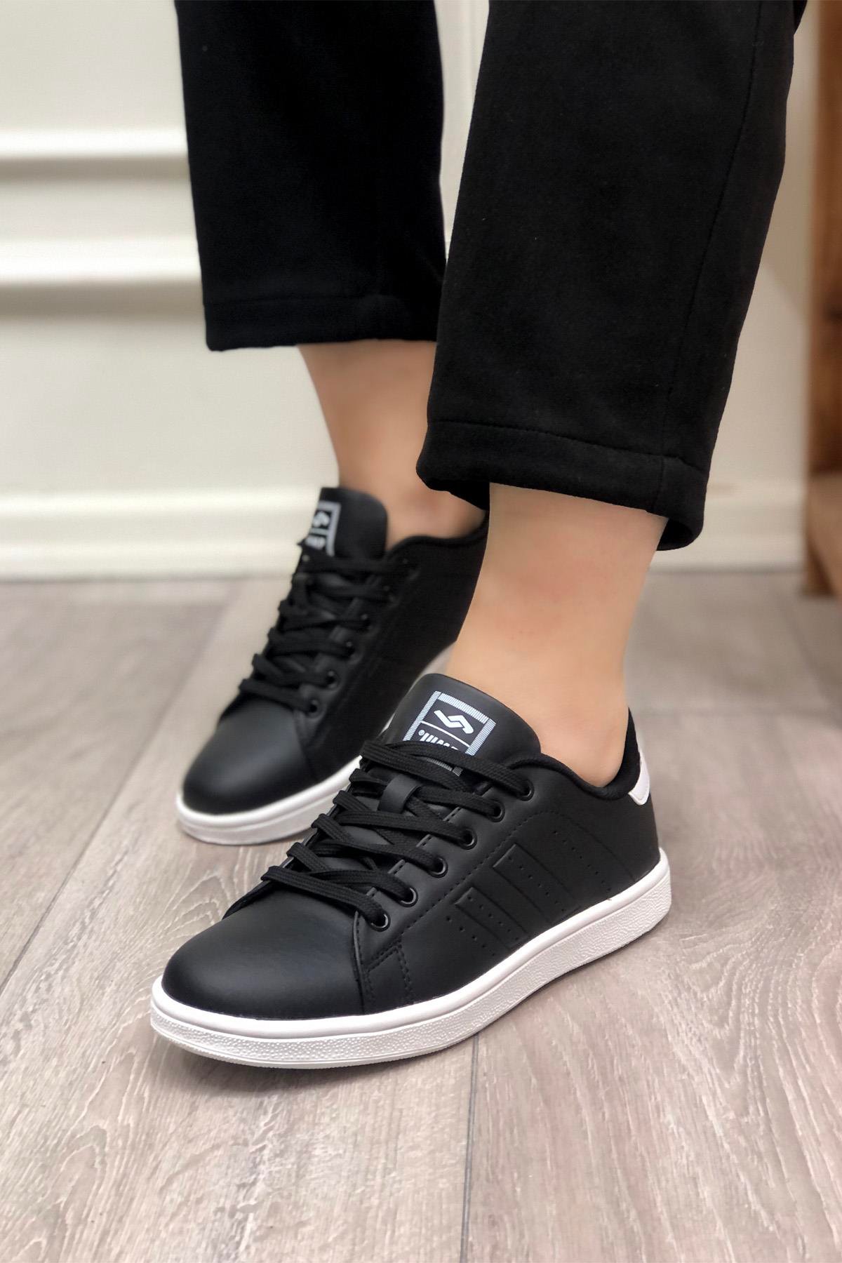 JUMP 29159 Unisex Spor Ayakkabı Siyah Beyaz