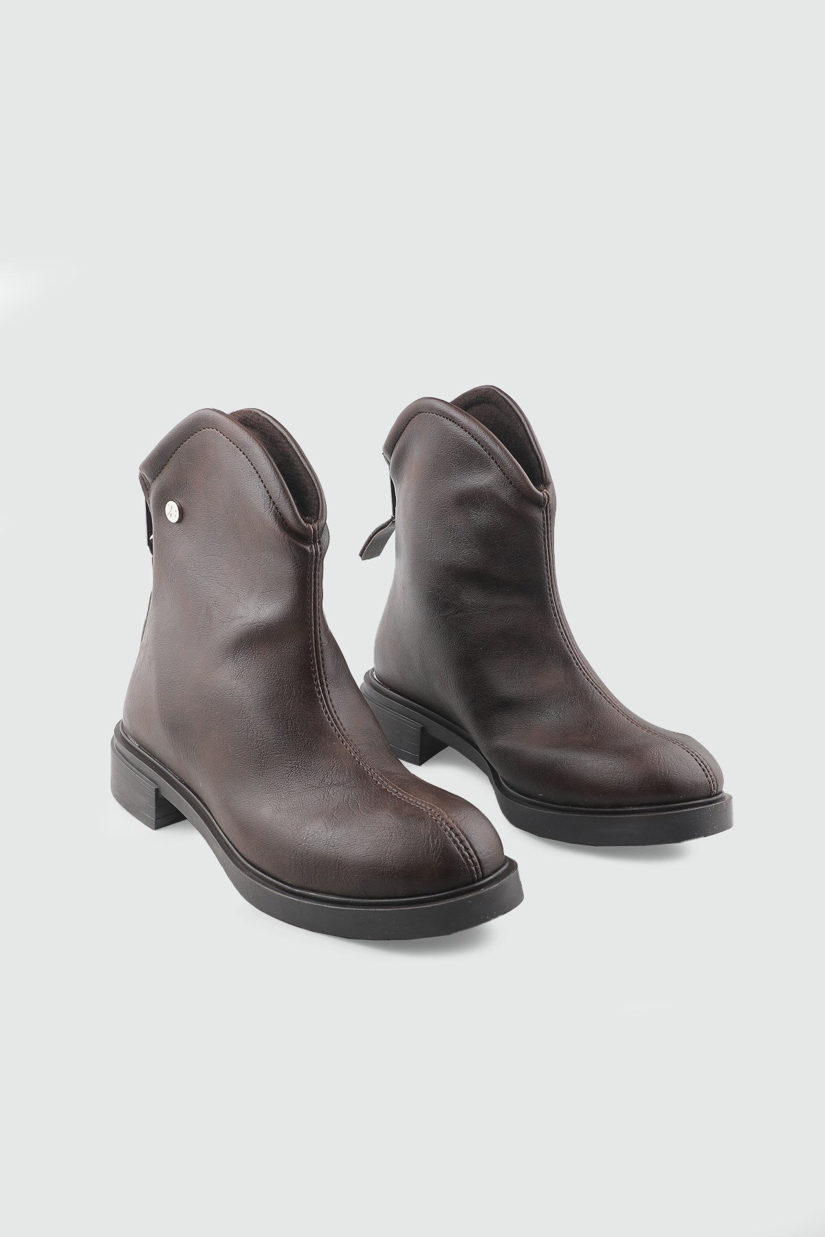 Kadın Günlük Kahve Bot Keçeli Shoes 020-1
