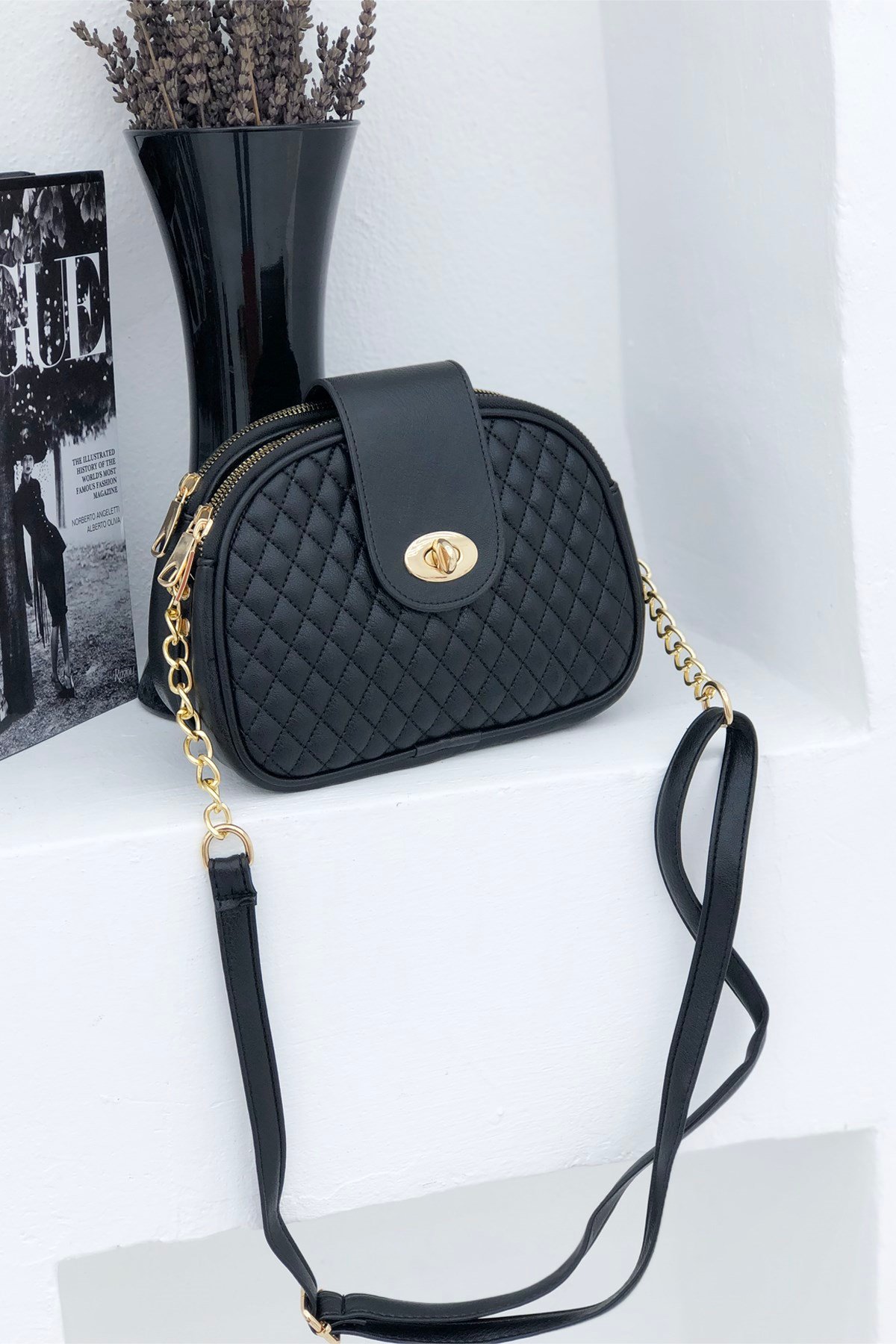 Kapitoneli Günlük Kadın Çanta Sıyah 1238 