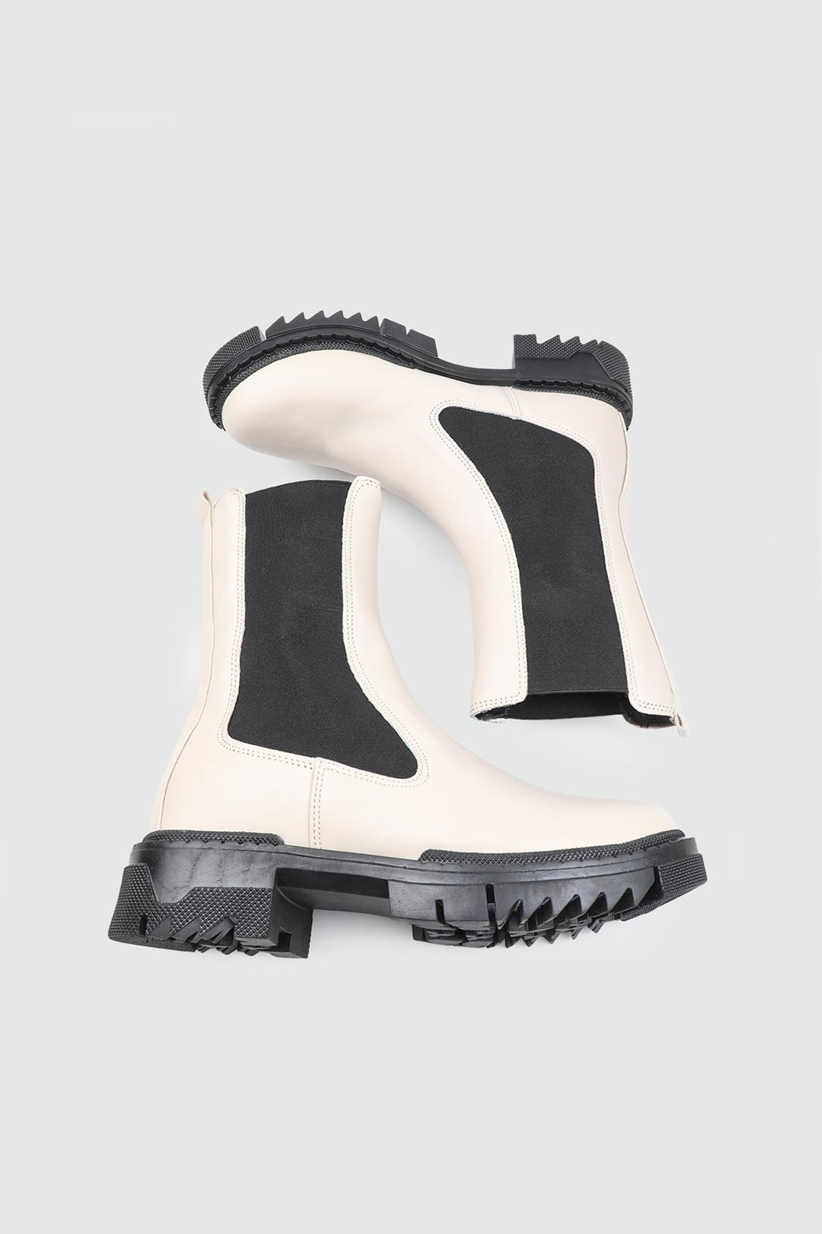 laguna 372 25K Likralı Kadın Bot Bej Siyah