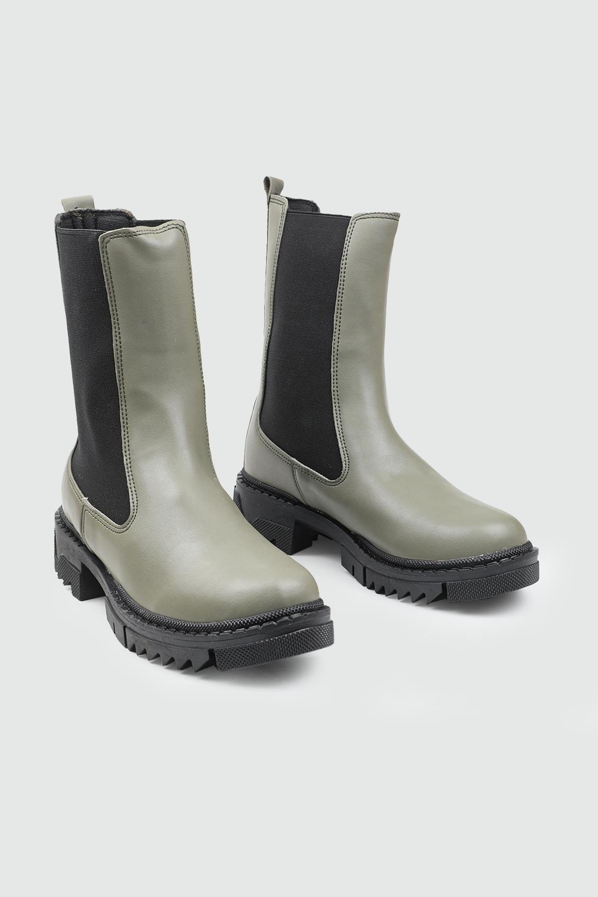 laguna 372 25K Likralı Kadın Bot Haki Siyah