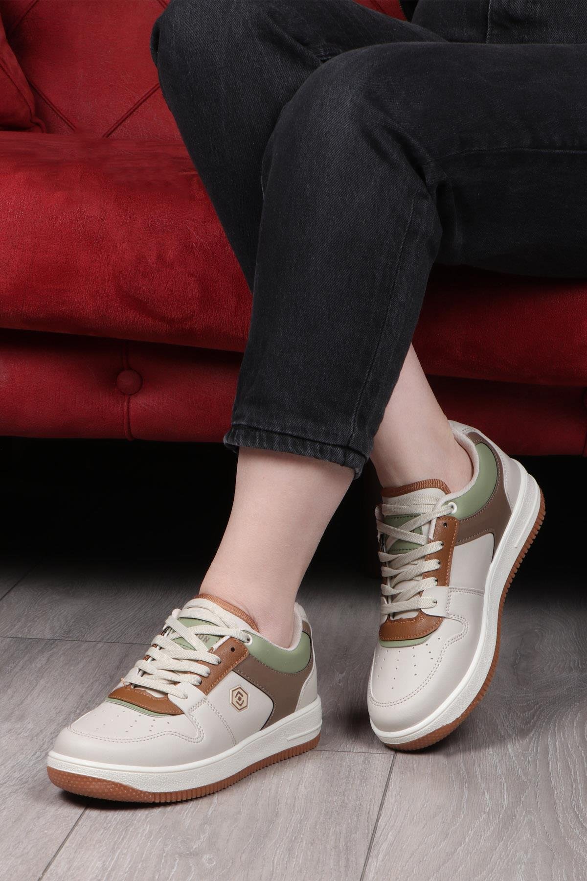 LAMBIRLENT 2100 Kadın Spor Ayakkabı Kum Vizon Yeşil