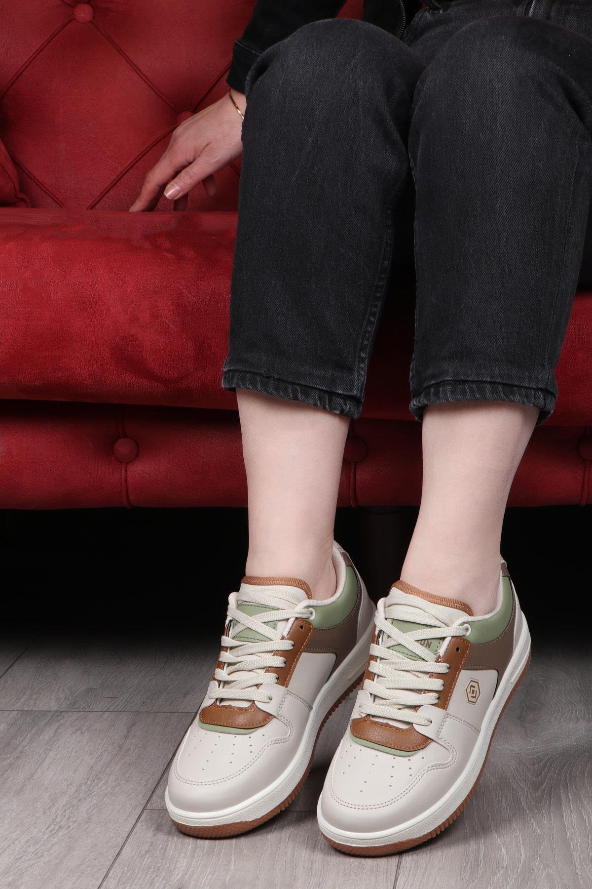 LAMBIRLENT 2100 Kadın Spor Ayakkabı Kum Vizon Yeşil