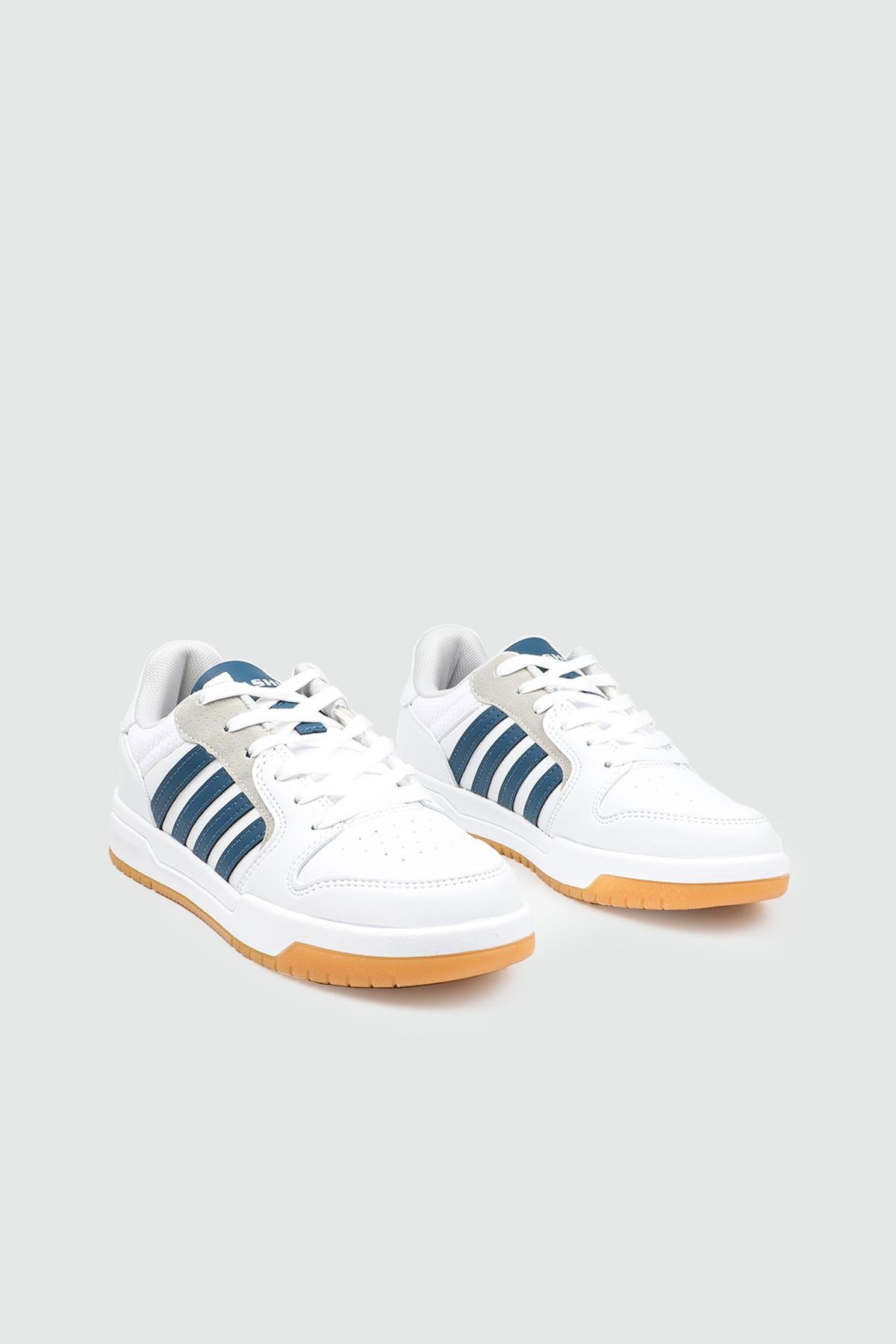 LAMBIRLENT 25K 2200 Kadın Cilt Spor Ayakkabı Beyaz İndigo Gri