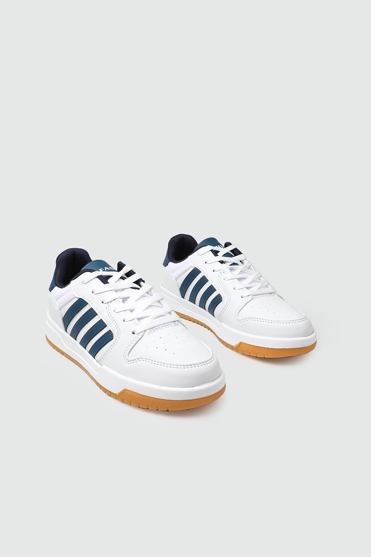 LAMBIRLENT 25K 2200 Kadın Cilt Spor Ayakkabı Beyaz İndigo Beyaz