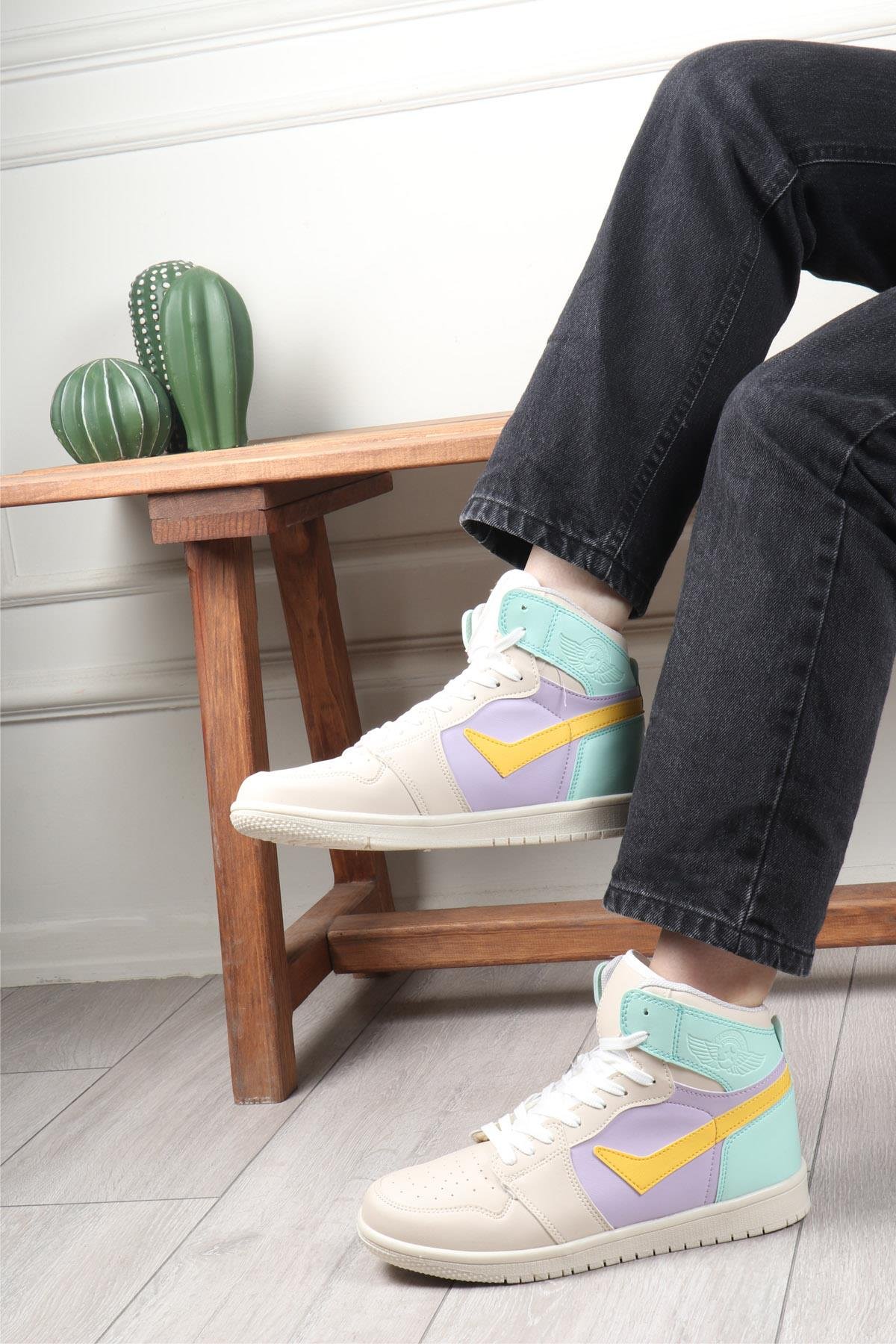 LAMBIRLENT 8070 Çocuk Basket Ayakkabı Lila Yeşil