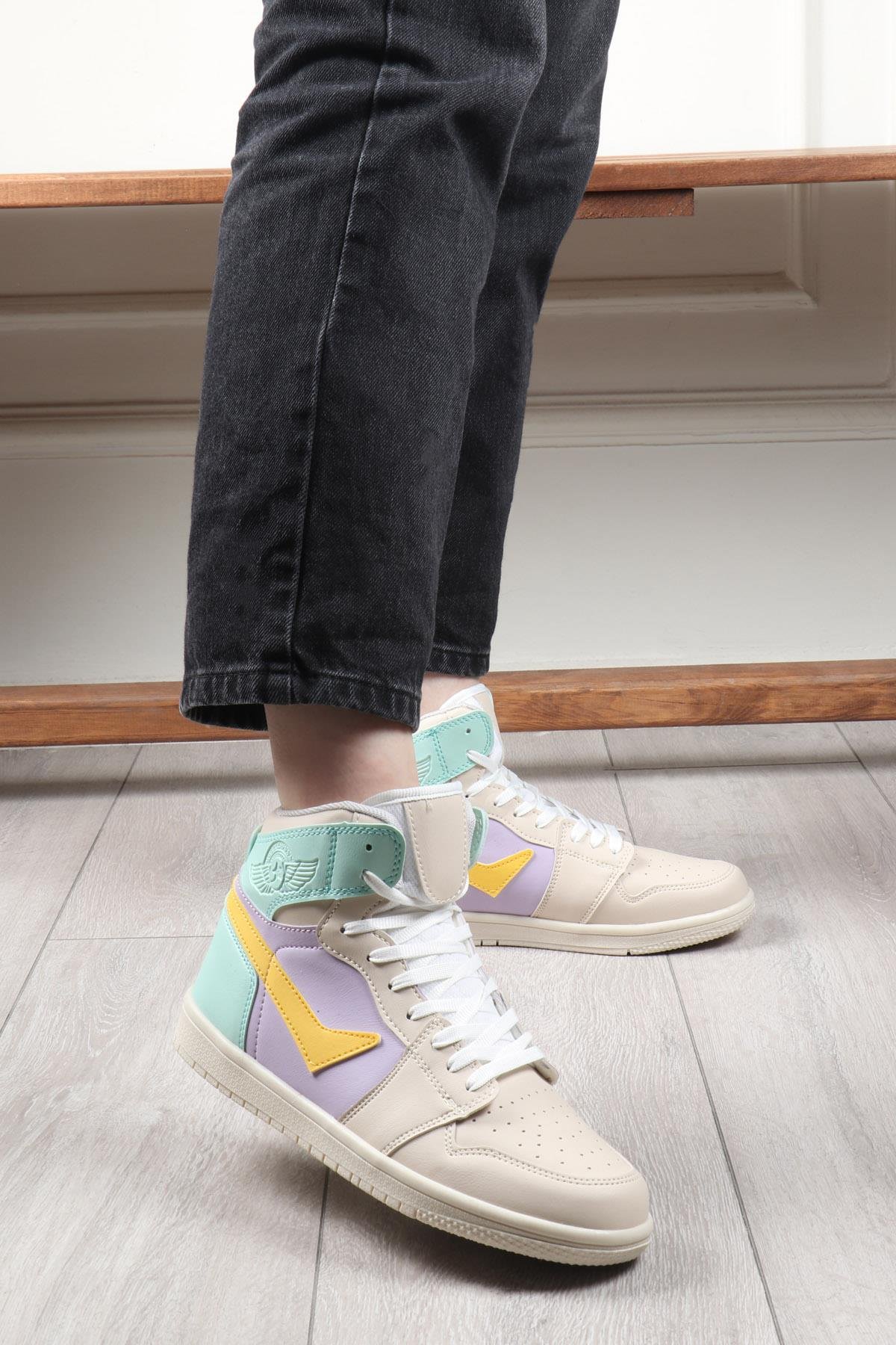 LAMBIRLENT 8070 Çocuk Basket Ayakkabı Lila Yeşil