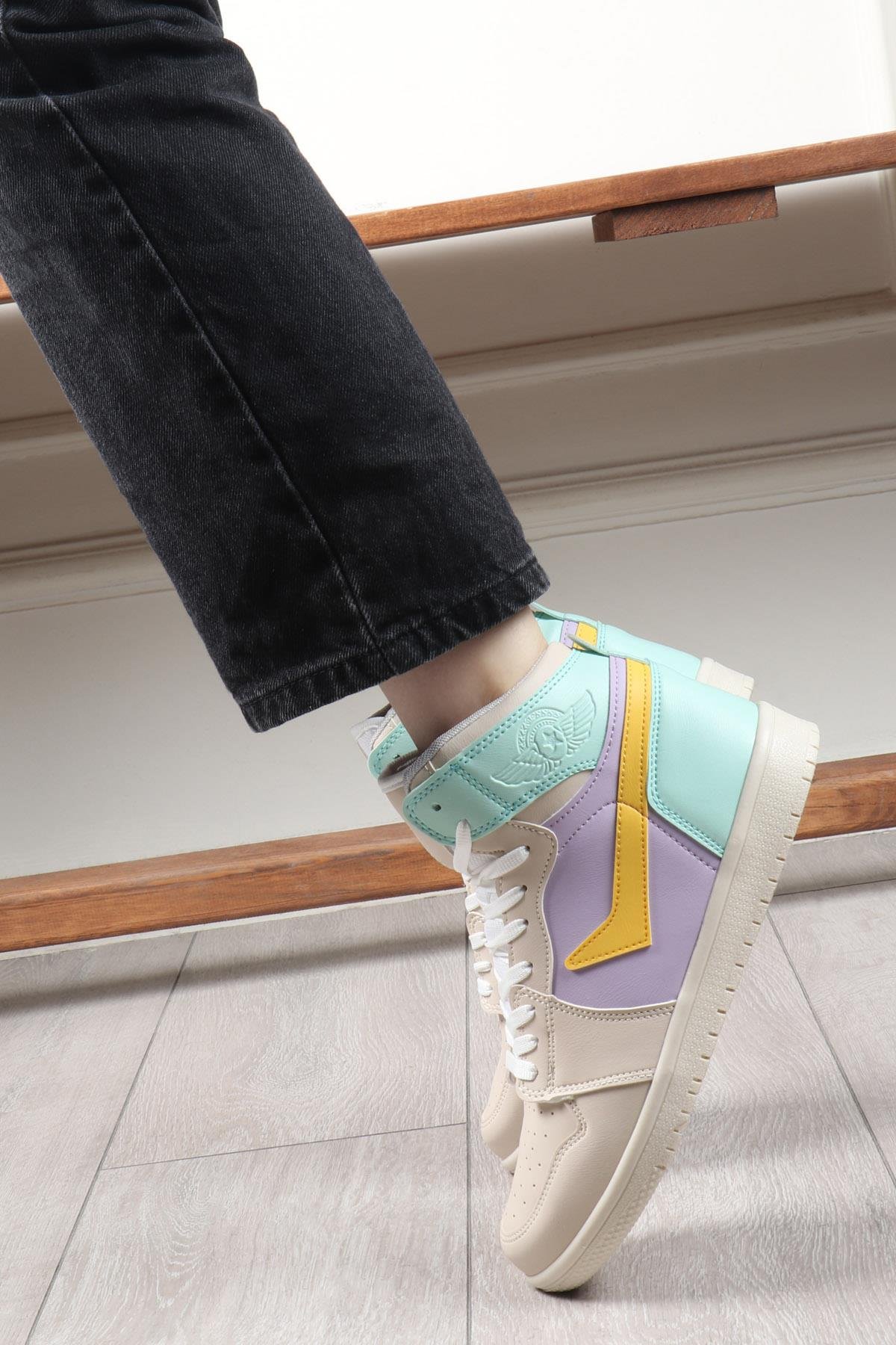 LAMBIRLENT 8070 Çocuk Basket Ayakkabı Lila Yeşil