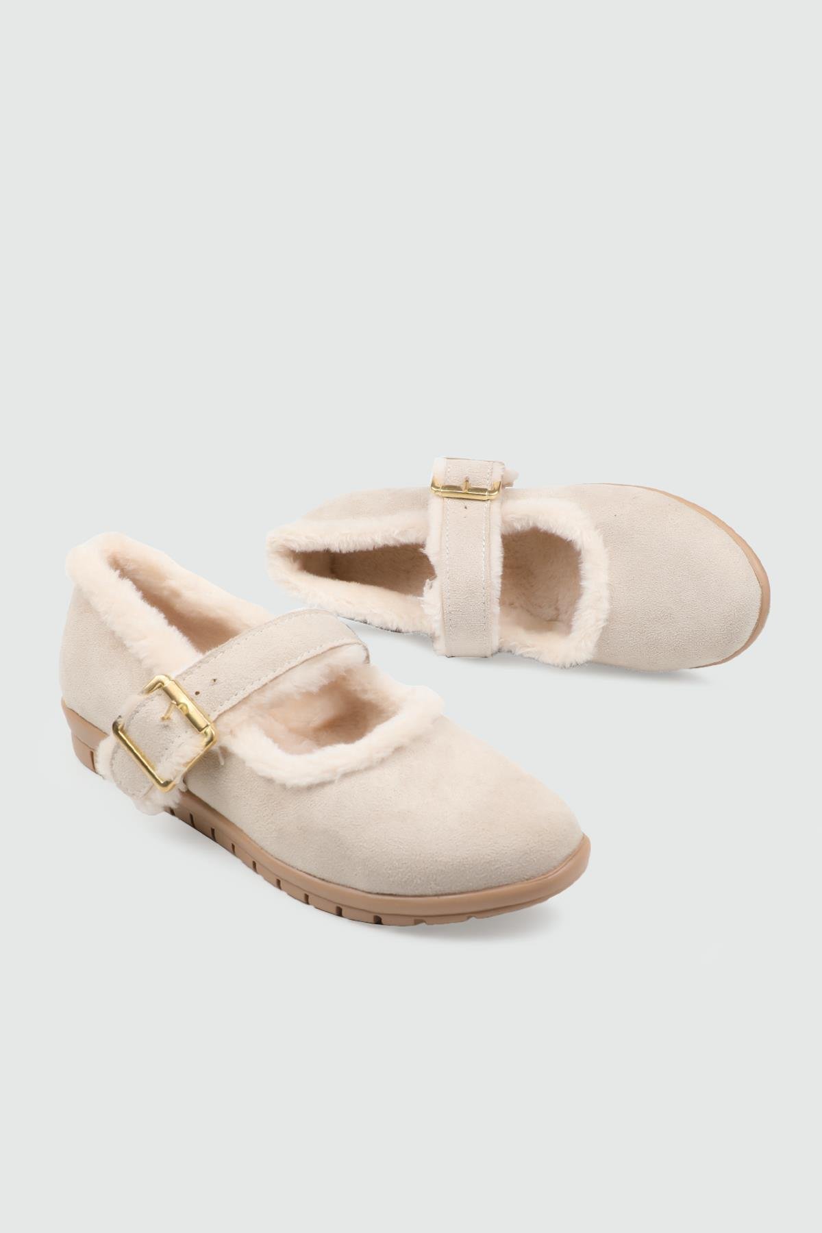 My Bella 25K HŞ-2025 Kürklü Kadın Babet Bej