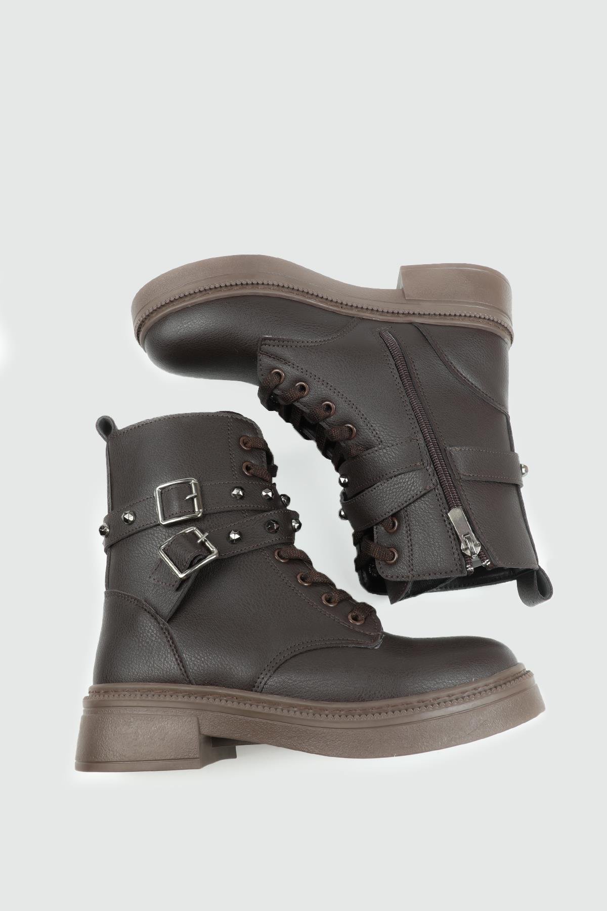 My Bella 25K KJ-808 Zımbalı Kadın Postal Kahve