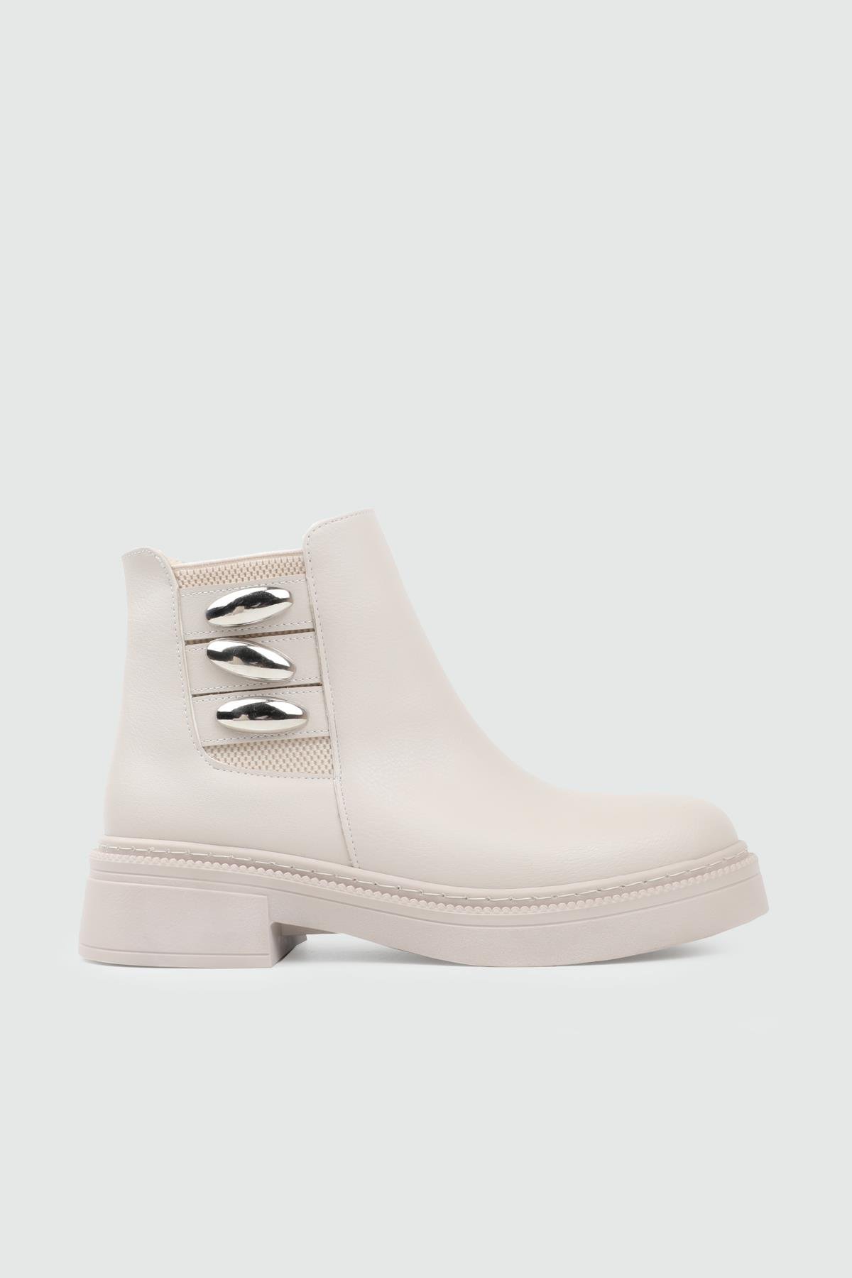 My Bella 25K KJ-816 Metal Toka Kadın Bot Bej