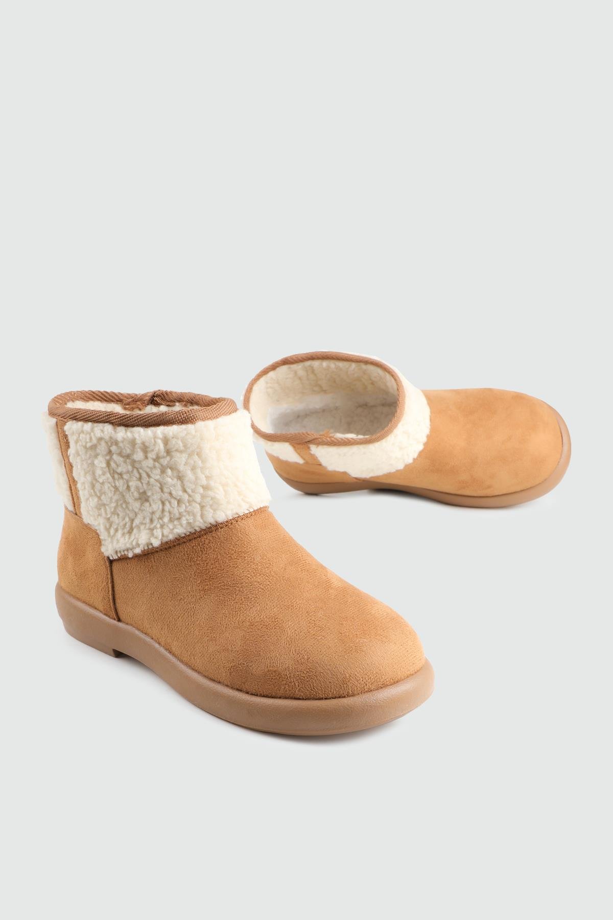 MY BELLA 25K SP-1902 Kürklü Kadın Kar Botu Taba Süet