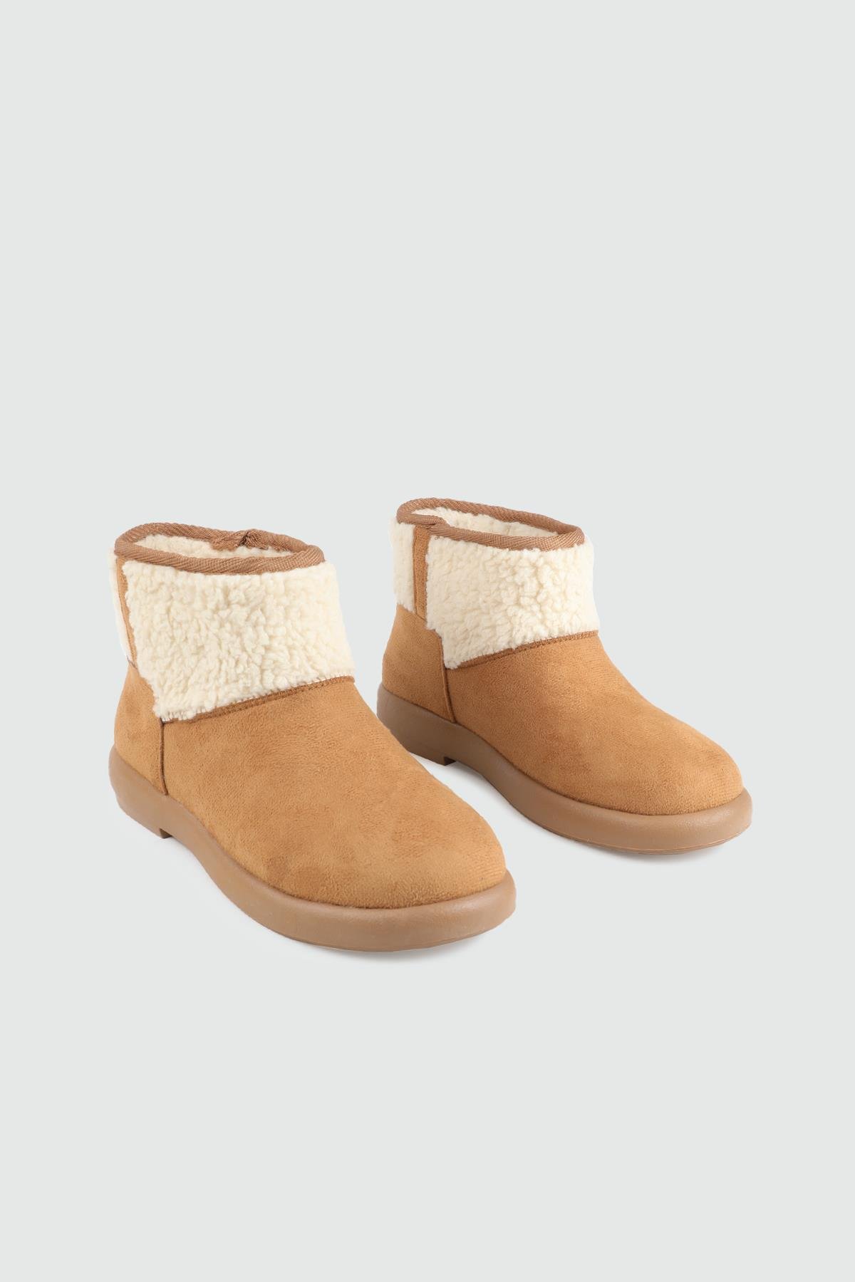 MY BELLA 25K SP-1902 Kürklü Kadın Kar Botu Taba Süet