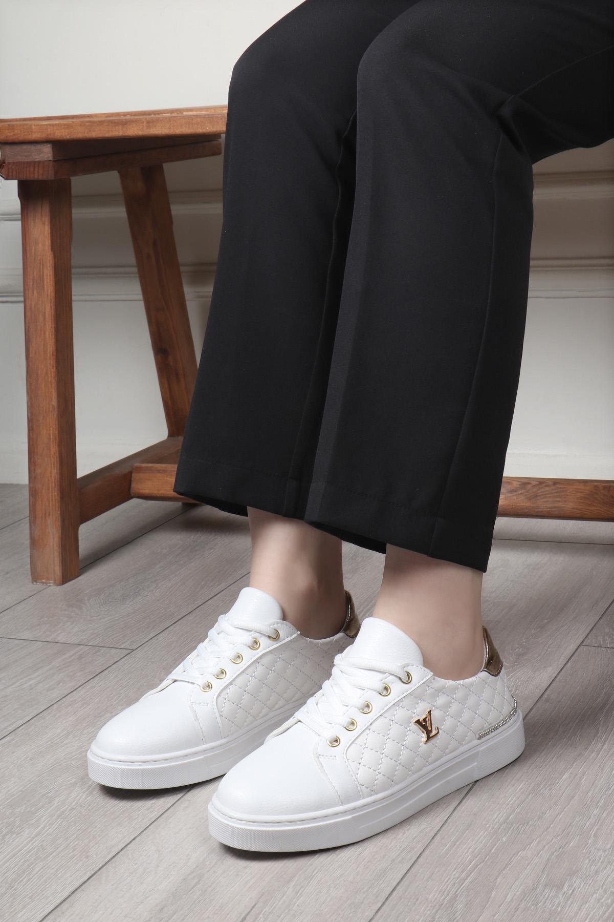 My Bella 25Y BH-5700 Kapitoneli Kadın Sneaker Beyaz