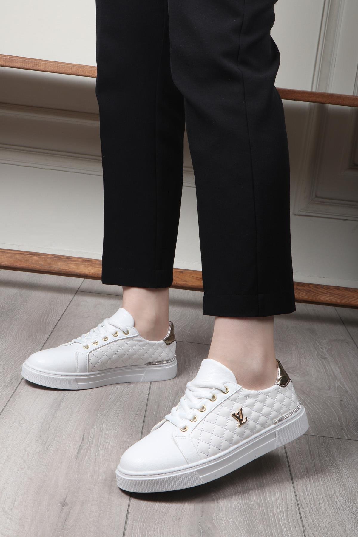 My Bella 25Y BH-5700 Kapitoneli Kadın Sneaker Beyaz