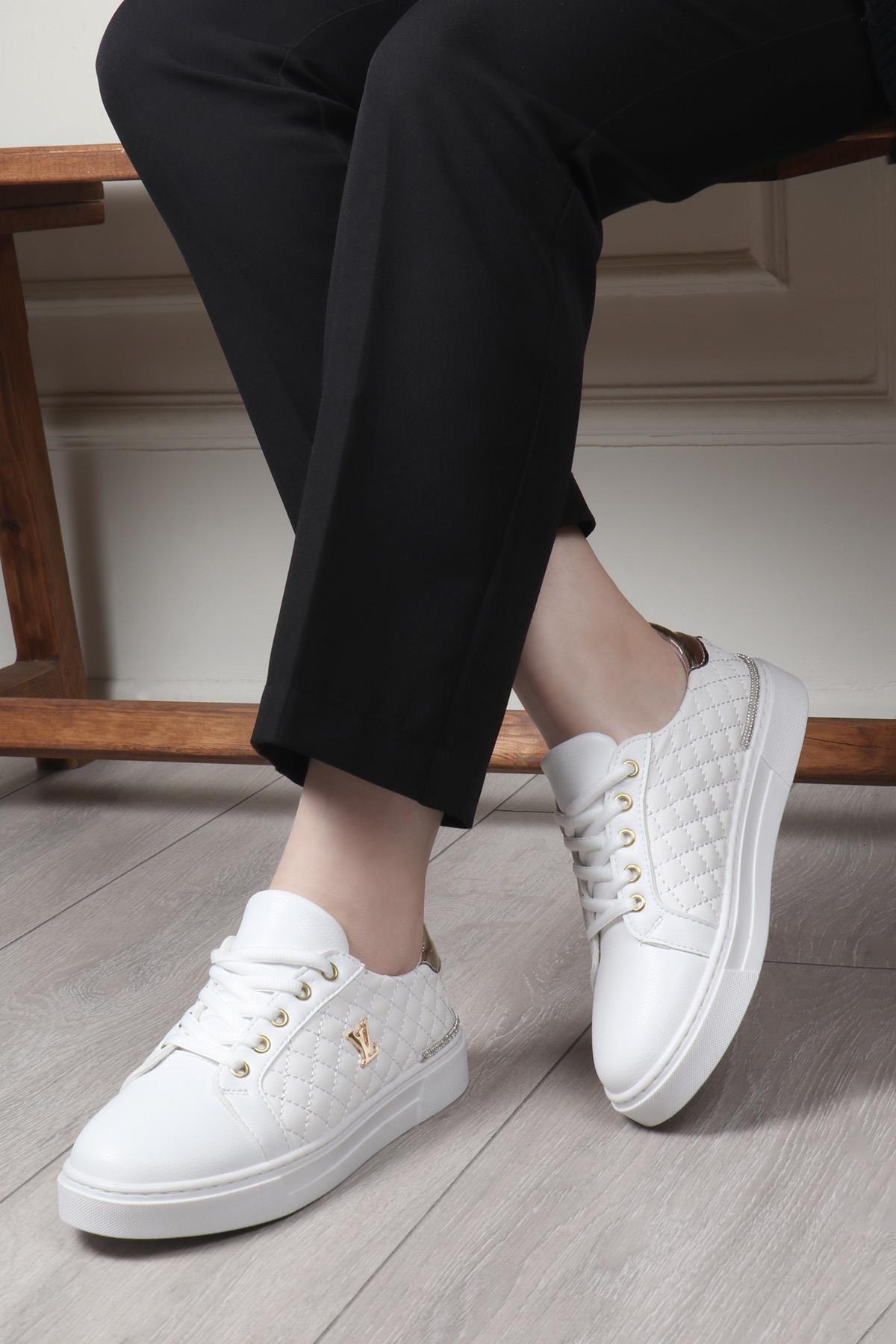 My Bella 25Y BH-5700 Kapitoneli Kadın Sneaker Beyaz