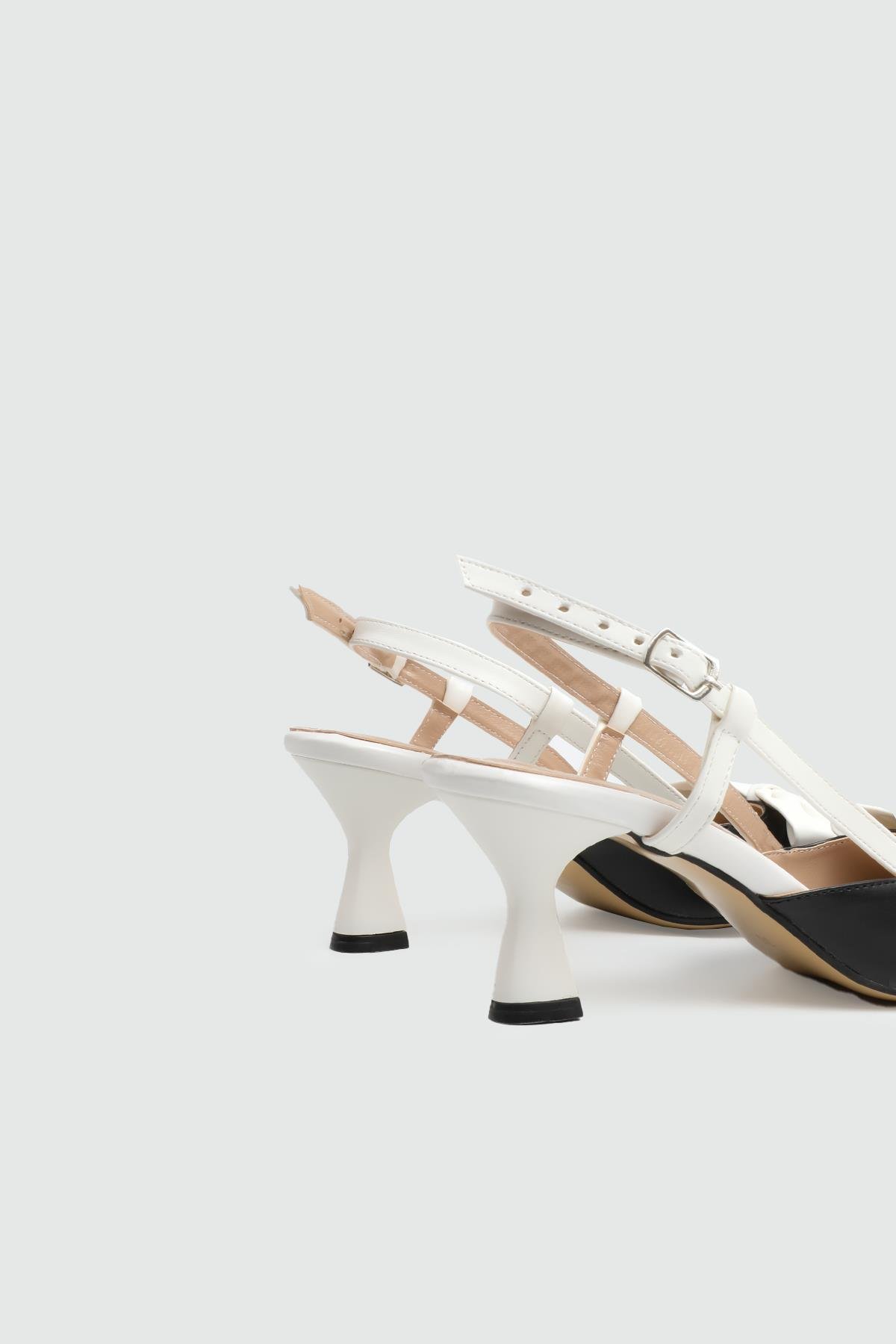 My Bella 25Y DR-1003/2 Fiyonlu AA Kadın Ayakkabı Siyah Beyaz