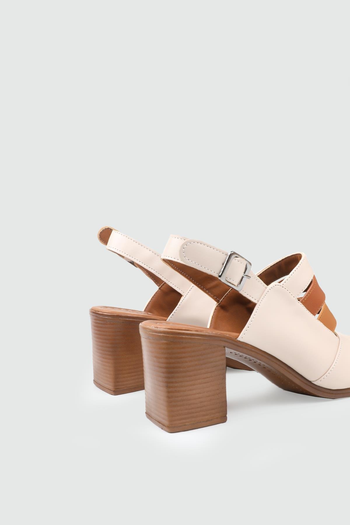 MY BELLA 25Y FRZ-1704 Şeritli Kadın Ayakkabı Ten Taba Camel