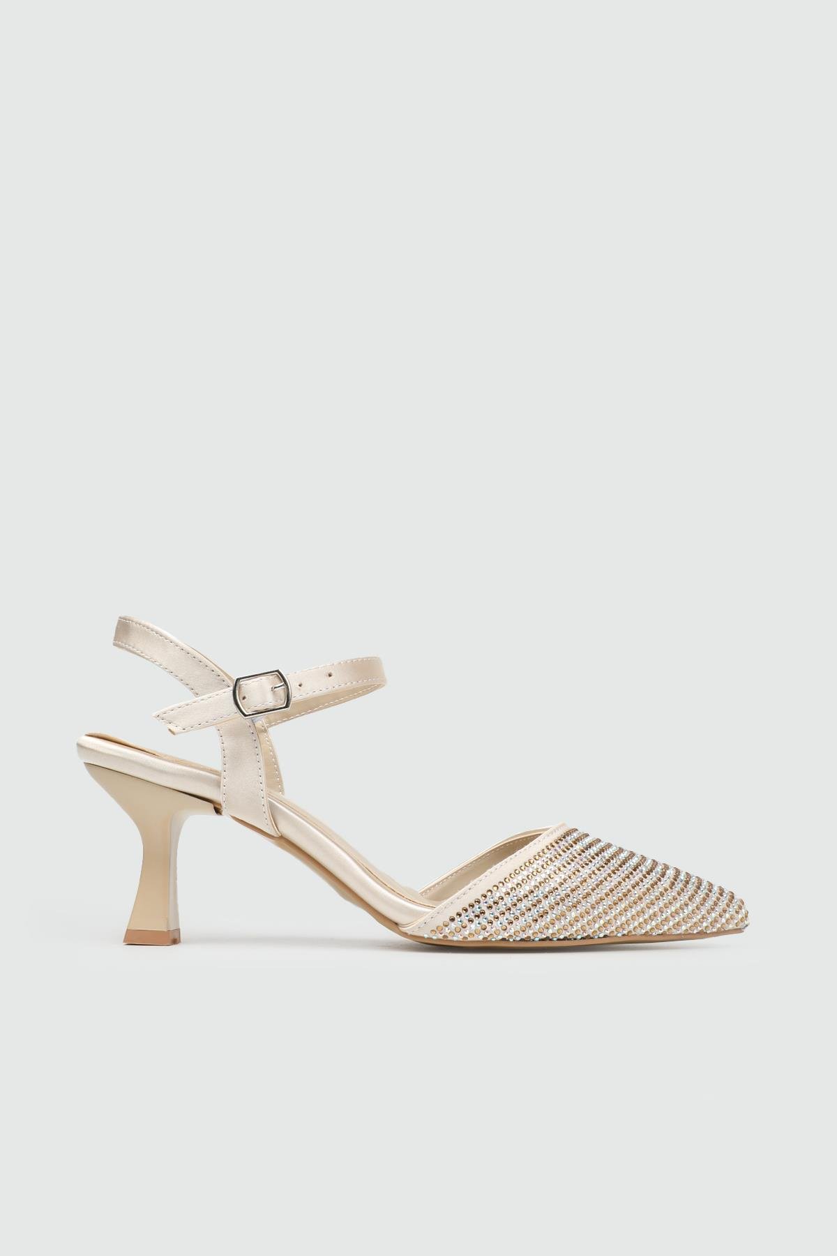 My Bella 25Y KRD-138 Açık Taşlı Kadın Ayakkabı Ten Saten