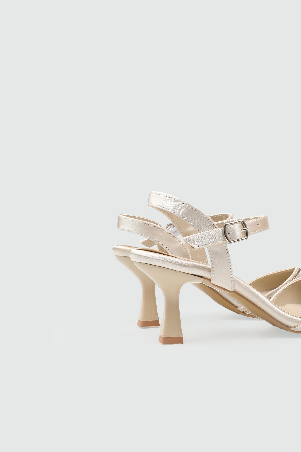 My Bella 25Y KRD-138 Açık Taşlı Kadın Ayakkabı Ten Saten