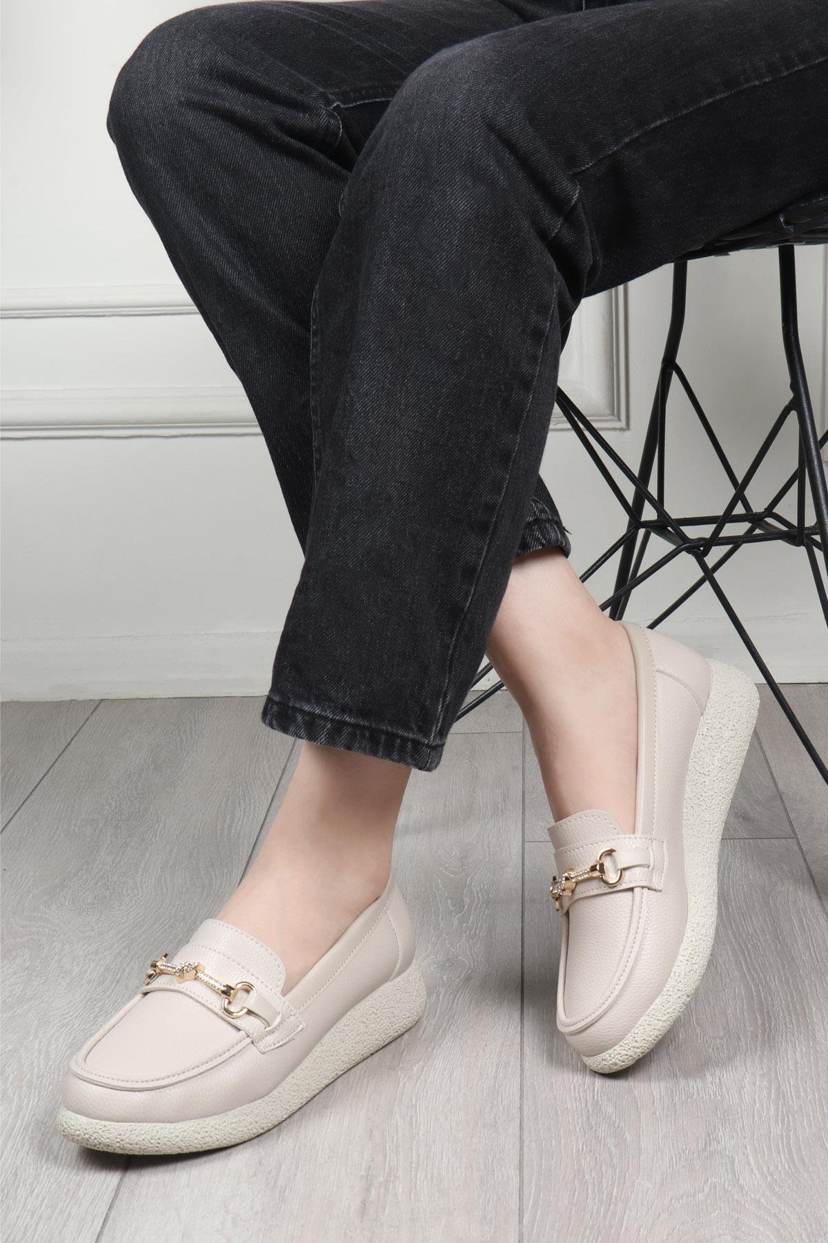 My Bella 25Y RV-111 Tokalı Kadın Ayakkabı Bej