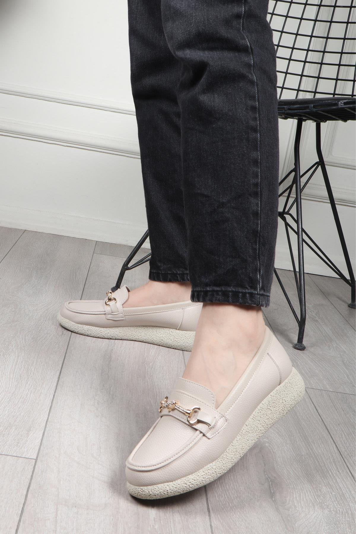 My Bella 25Y RV-111 Tokalı Kadın Ayakkabı Bej