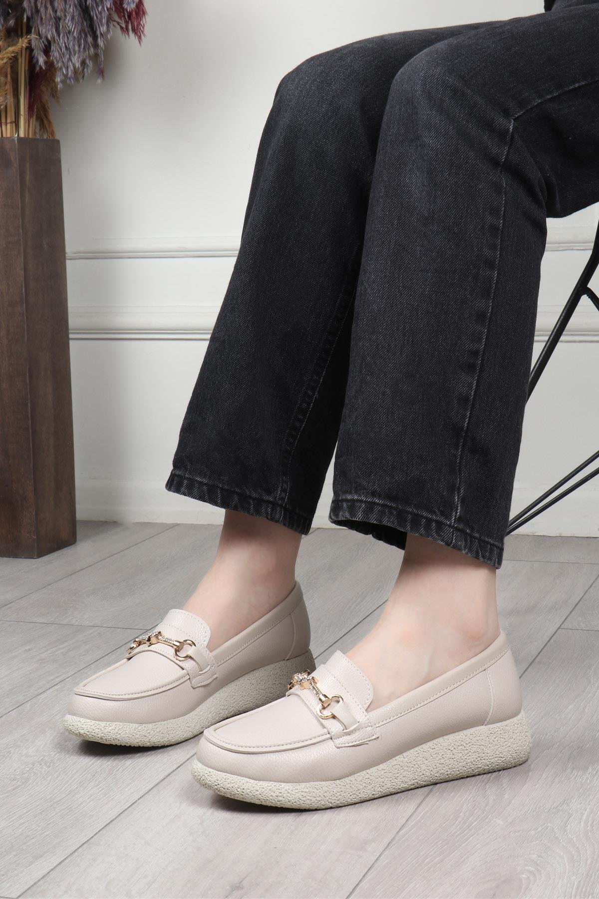 My Bella 25Y RV-111 Tokalı Kadın Ayakkabı Bej