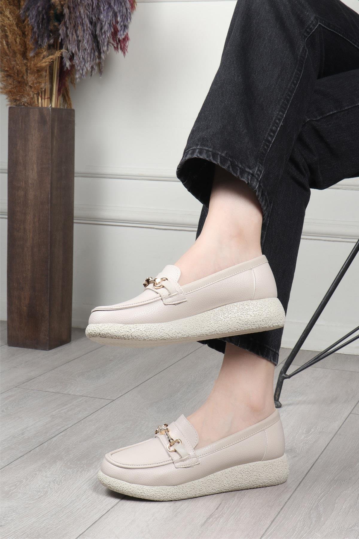 My Bella 25Y RV-111 Tokalı Kadın Ayakkabı Bej