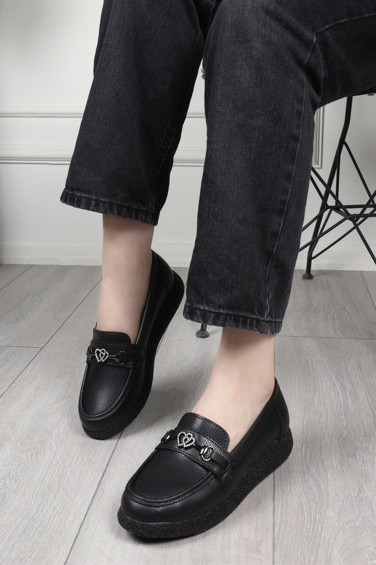 My Bella 25Y RV-112 Kalpli Toka Kadın Ayakkabı Siyah