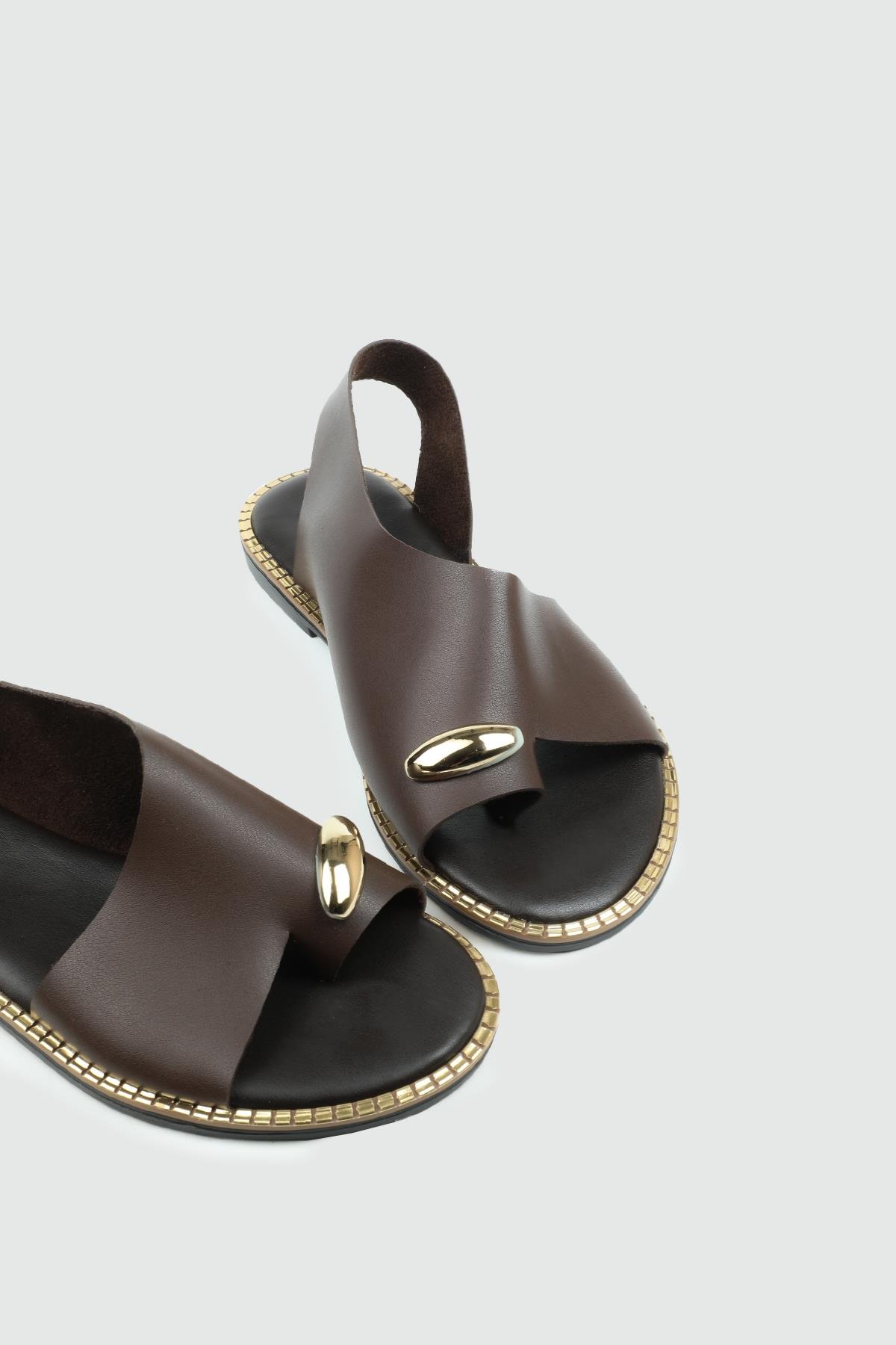 My Bella 25Y SDY-102 Parmak Arası  Kadın Sandalet Kahve