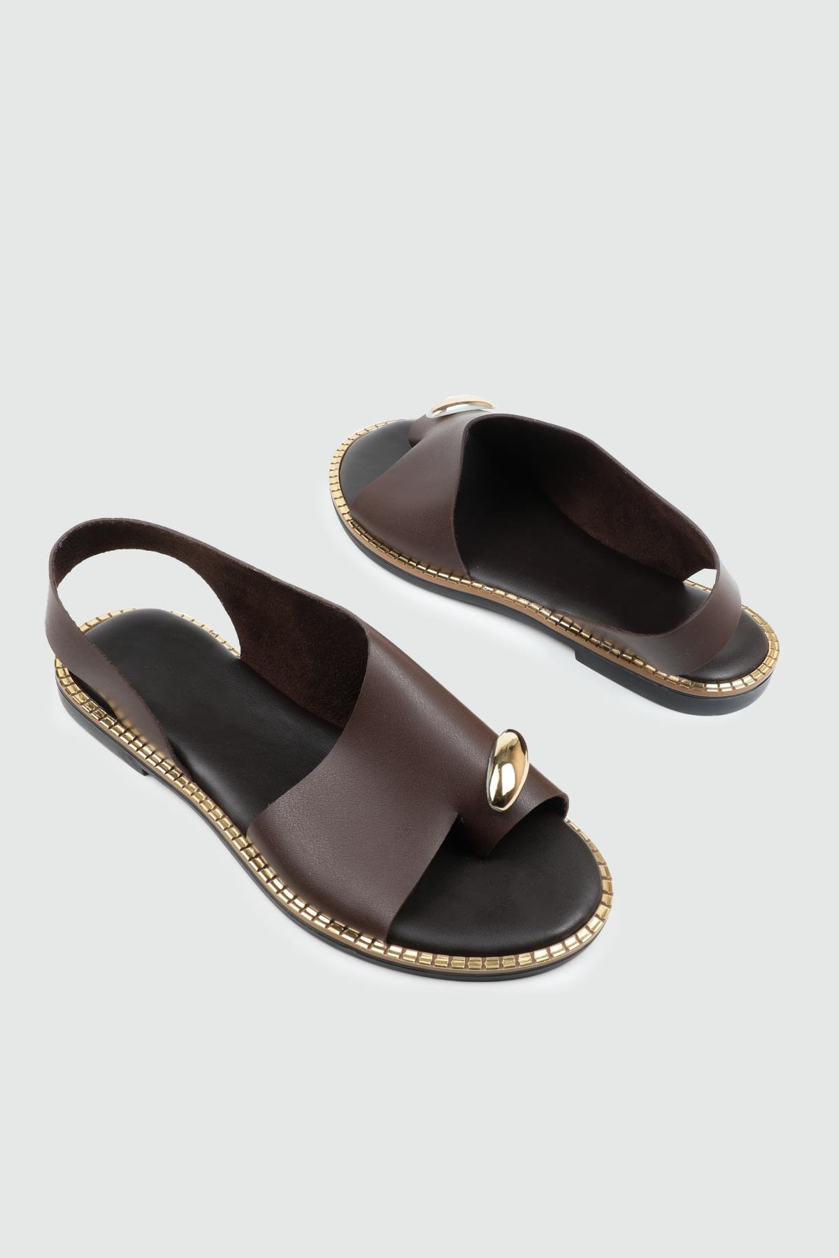 My Bella 25Y SDY-102 Parmak Arası  Kadın Sandalet Kahve