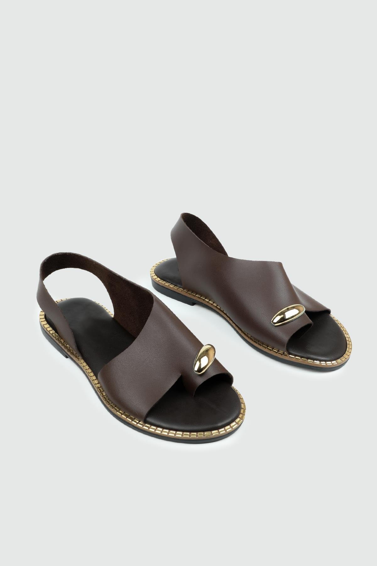 My Bella 25Y SDY-102 Parmak Arası  Kadın Sandalet Kahve